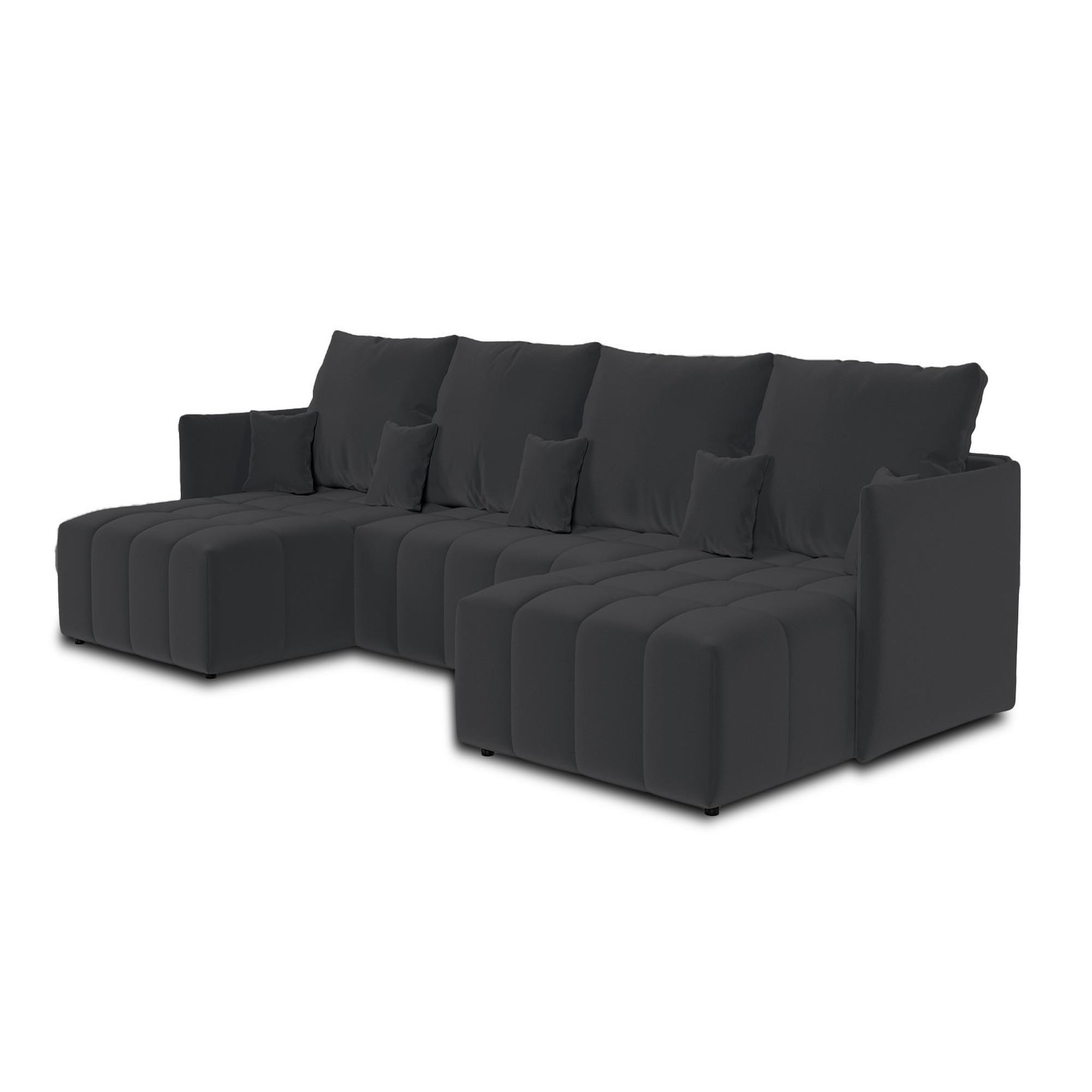 Voir la diapositive 4 : BEST MOBILIER Petra - canapé panoramique en u - 7 places - convertible - avec coffre - en velours