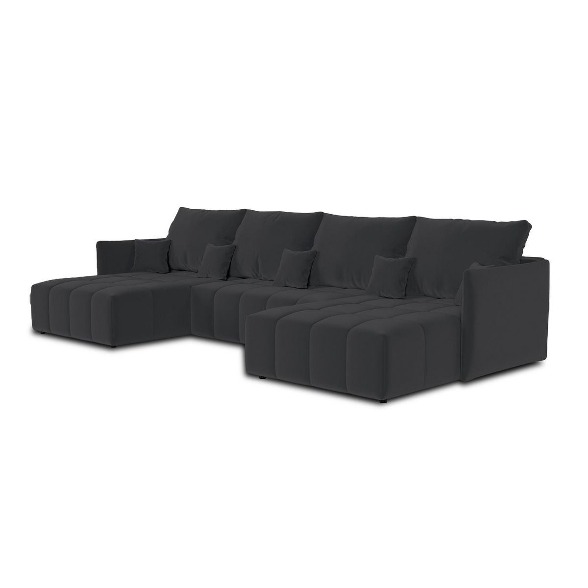 BEST MOBILIER Petra - canapé panoramique en u - 7 places - convertible - avec coffre - en velours