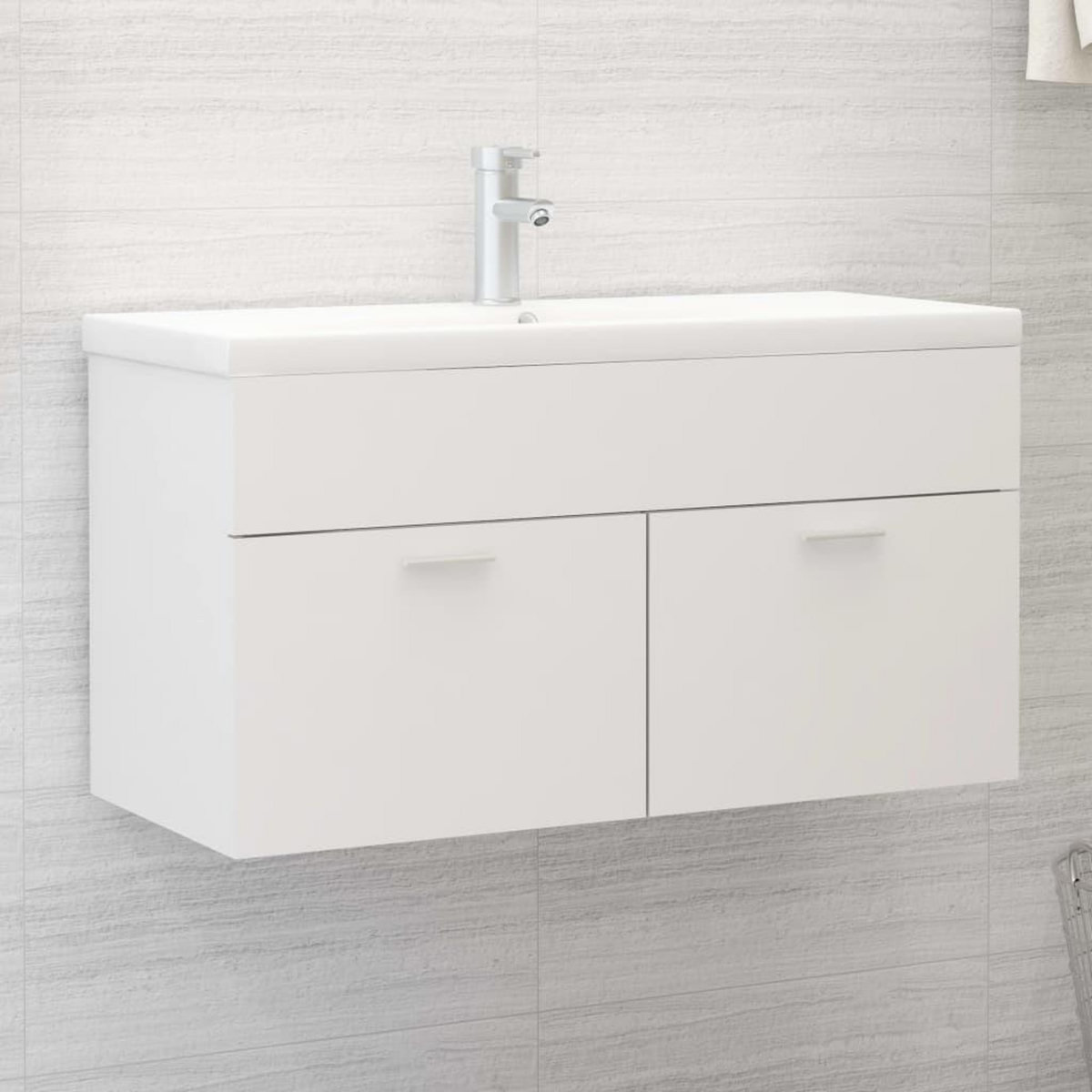 VIDAXL Armoire d'evier avec lavabo integre Blanc Agglomere
