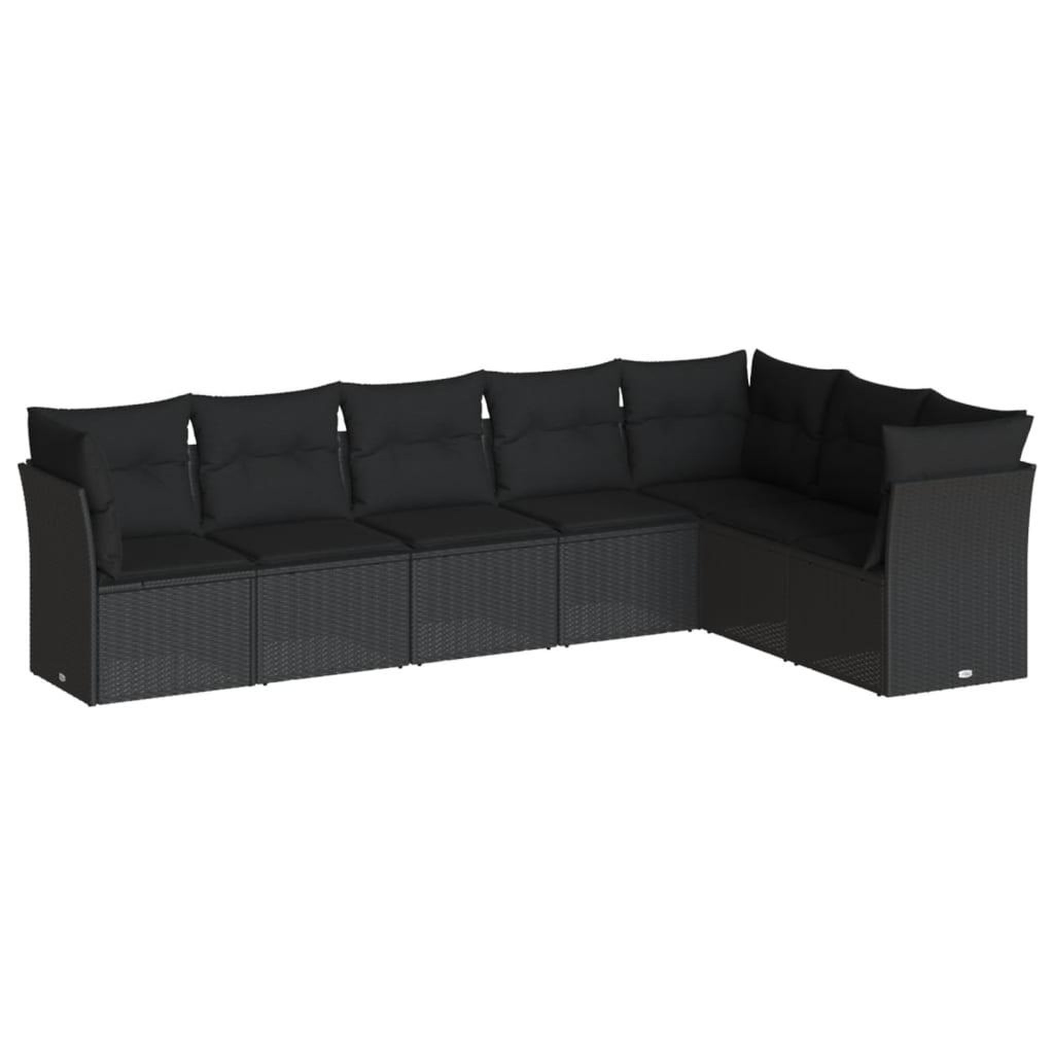 Voir la diapositive 2 : VIDAXL Salon de jardin 7 pcs avec coussins noir resine tressee