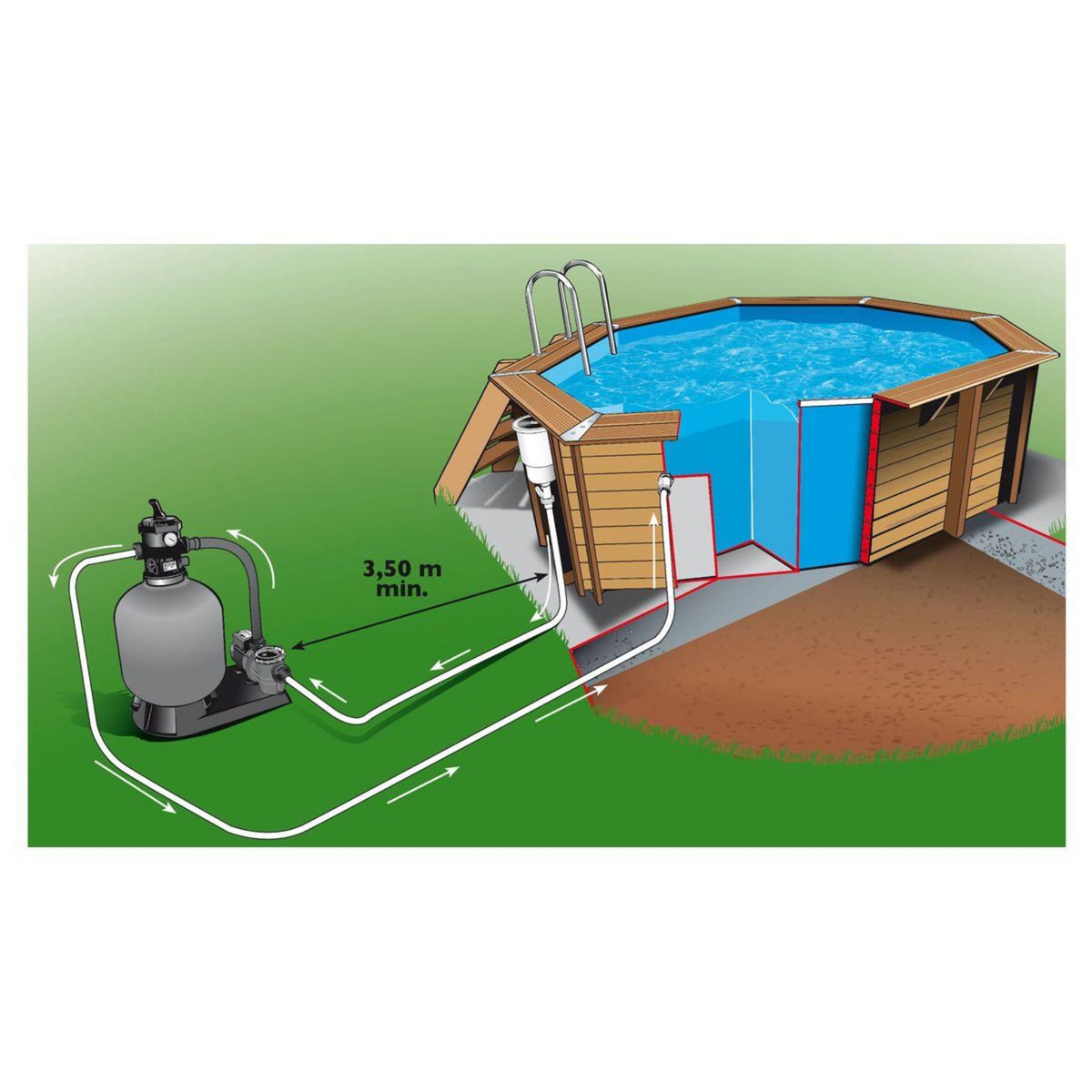 UBBINK Piscine bois Océa  580 - H130cm - Liner Beige 