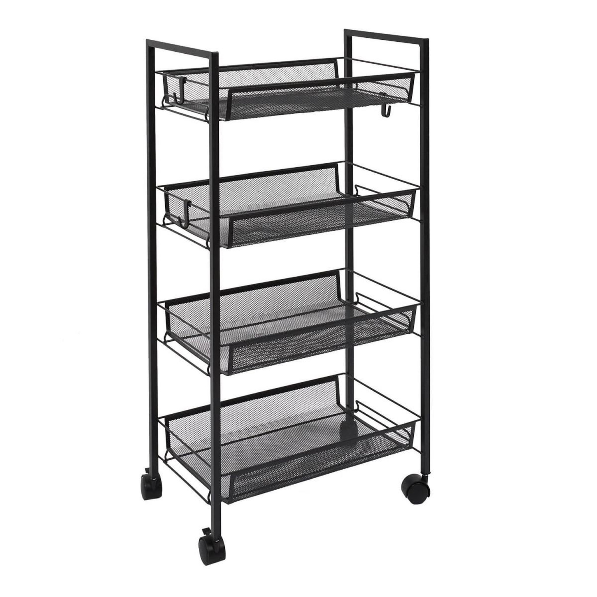 Voir la diapositive 1 : The Home Deco Factory Desserte 4 Niveaux en Métal  Roulettes  84cm Noir