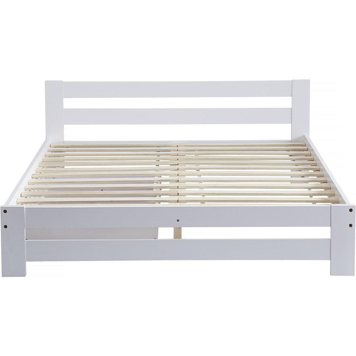 Habitat et Jardin Lit double avec tiroir en bois  Lola  - 140 x 190 cm - Blanc