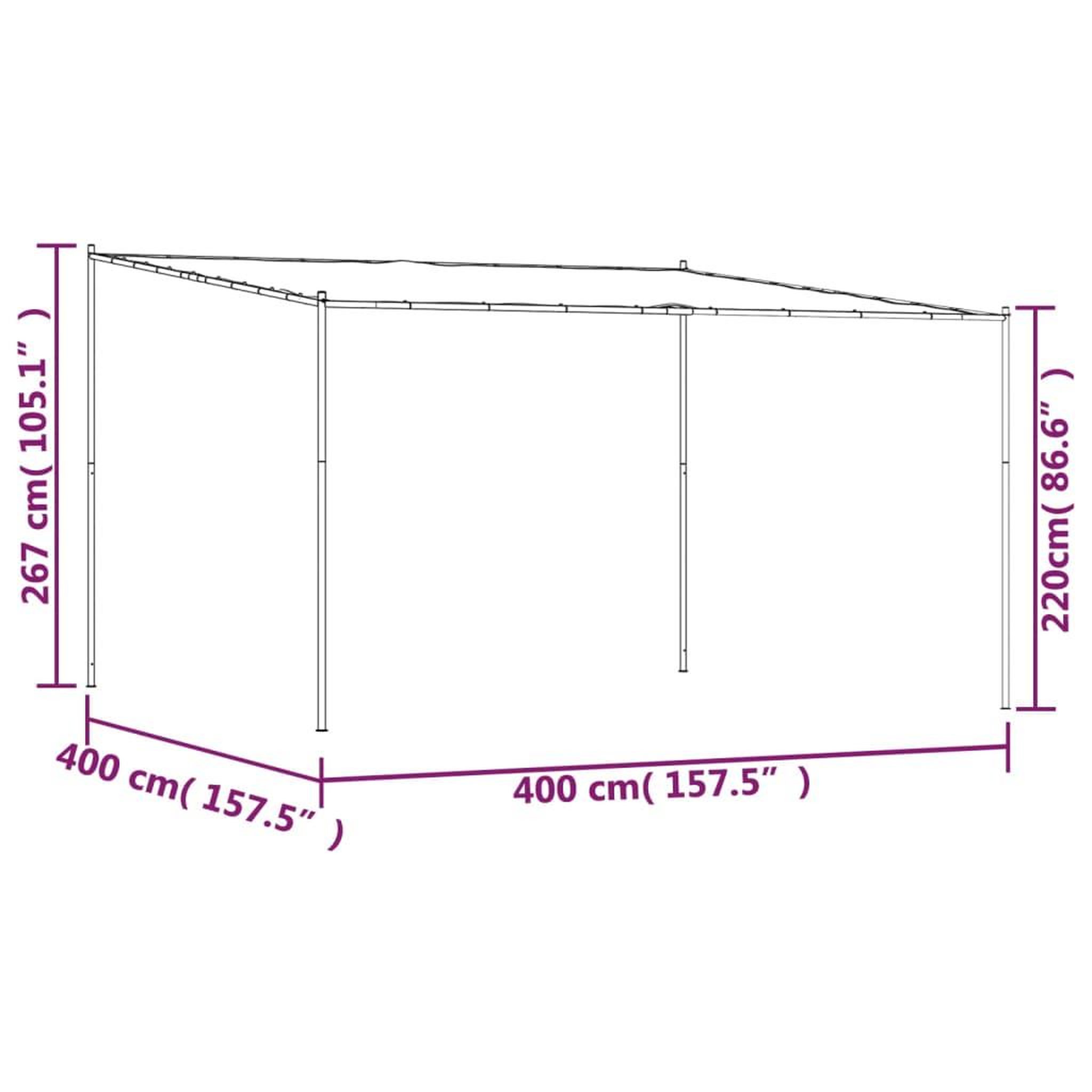 Voir la diapositive 6 : VIDAXL Belvedere blanc 4x4 m 180 g/m^2 tissu et acier
