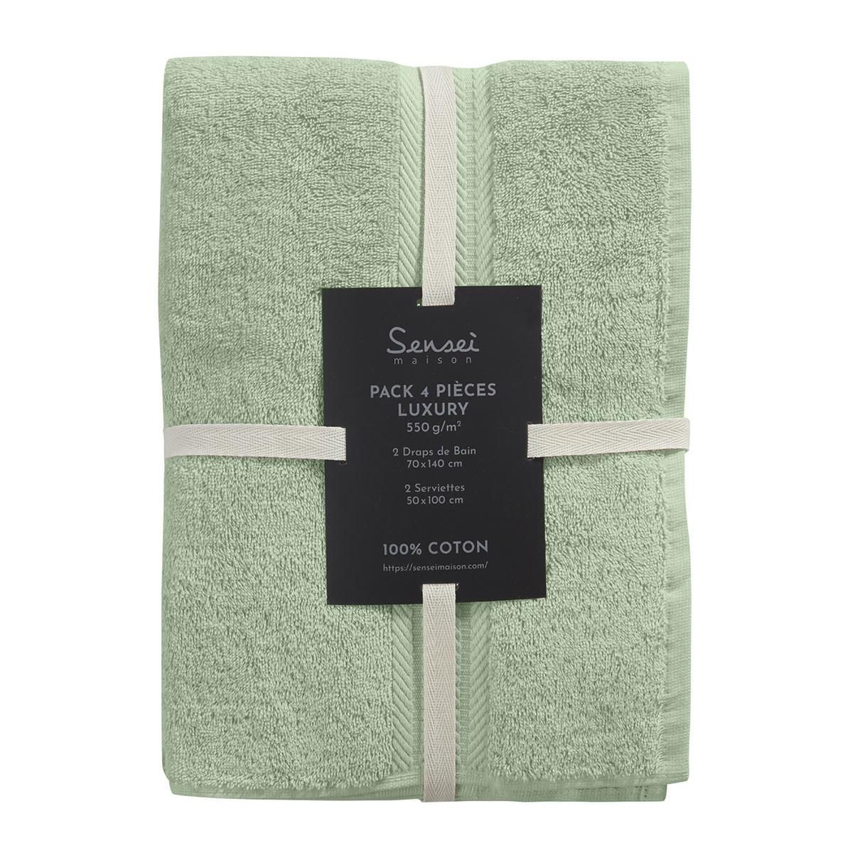 Sensei Maison Ensemble de bain 4 pièces (2 draps de bain + 2 serviettes de toilette) LUXURY