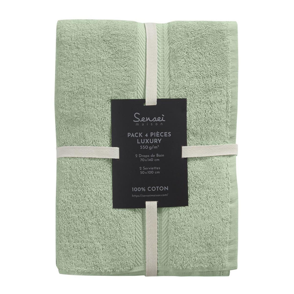 Sensei Maison Ensemble de bain 4 pièces (2 draps de bain + 2 serviettes de toilette) LUXURY