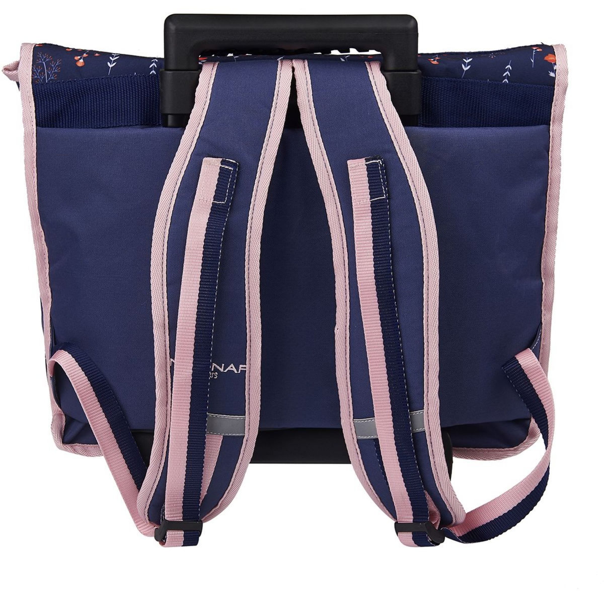 Naf Naf Cartable à roulettes 41 cm CM1/CM2 bleu et rose motif floral
