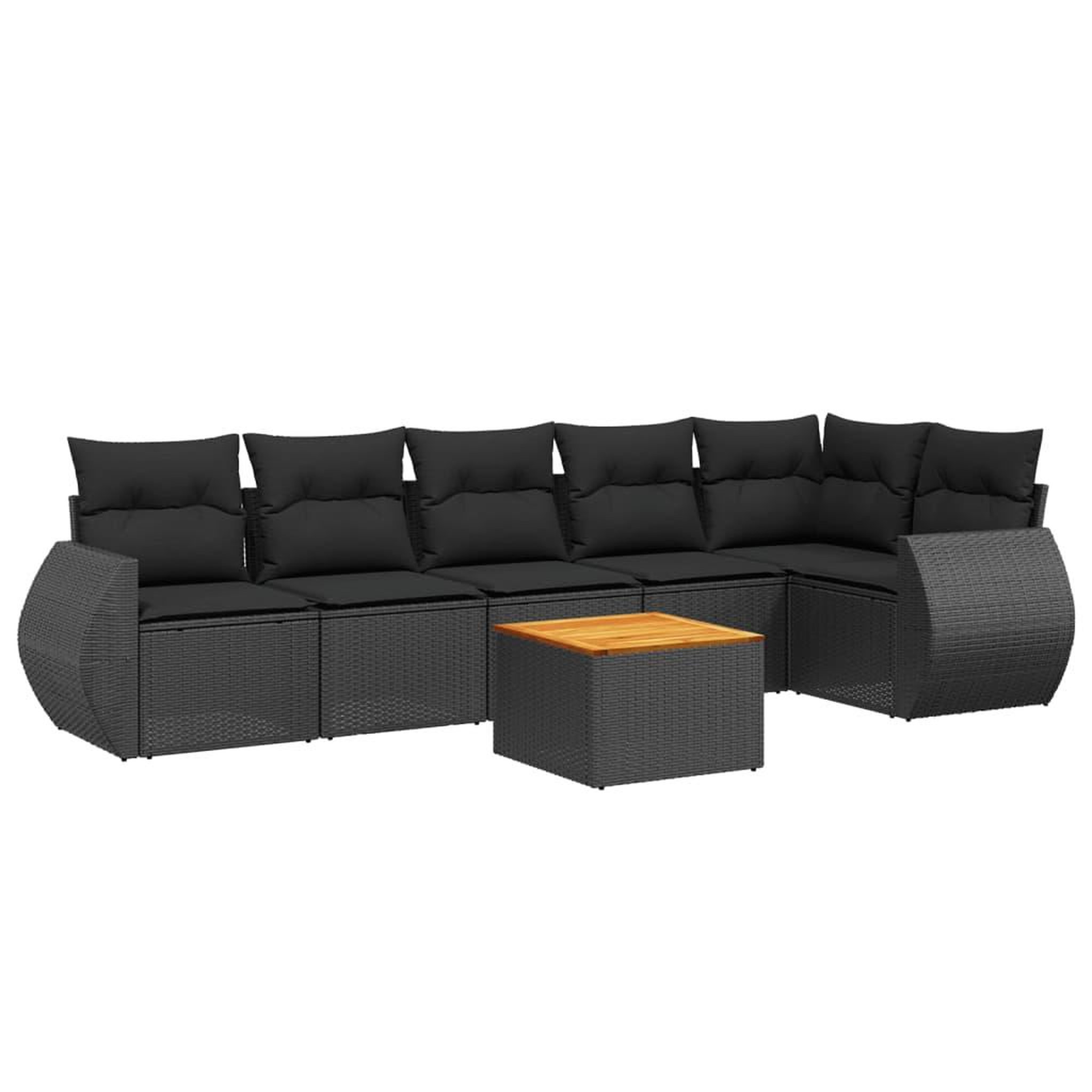 Voir la diapositive 2 : VIDAXL Salon de jardin 7 pcs avec coussins noir resine tressee