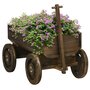 OUTSUNNY Porte-plantes charrette - jardinière design chariot - dim. 120L x 53l x 55H cm - bois sapin traité carbonisation