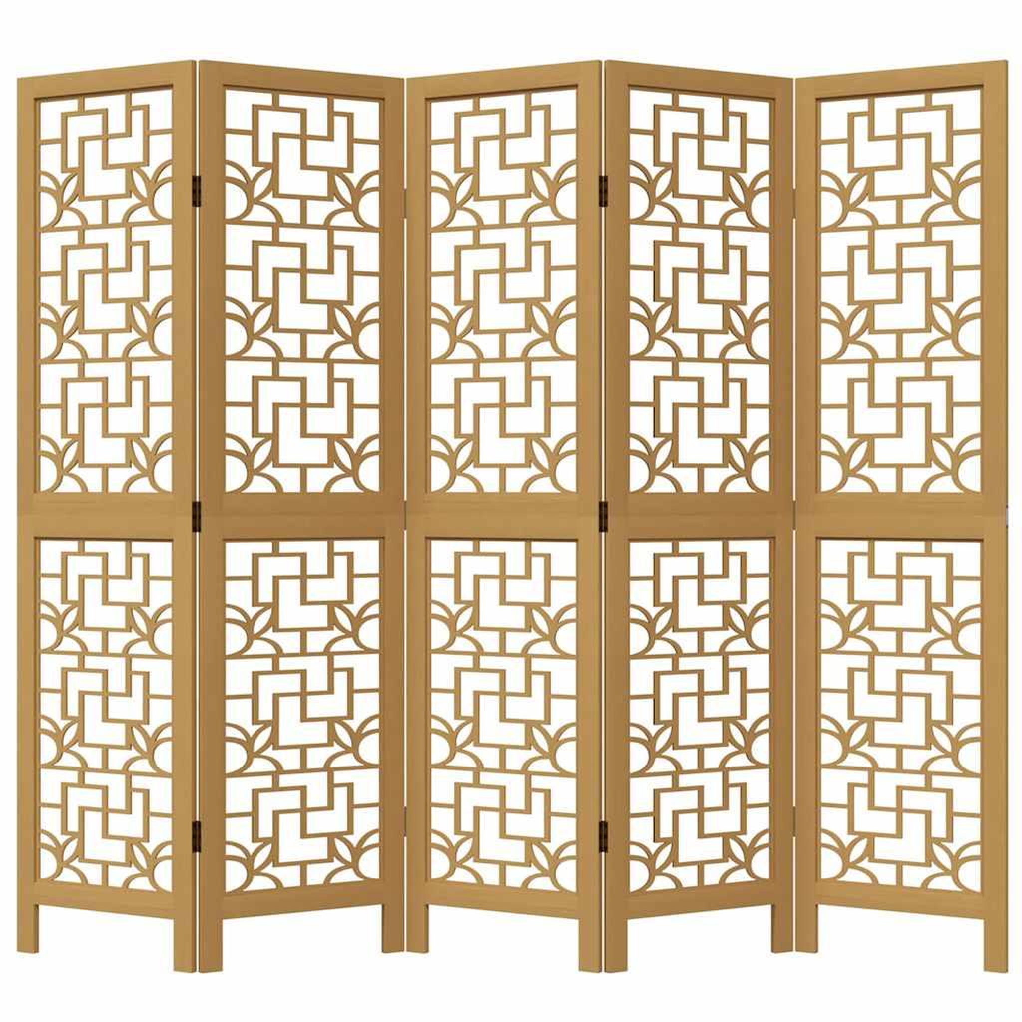 Voir la diapositive 4 : VIDAXL Cloison de separation 5 panneaux marron bois paulownia massif