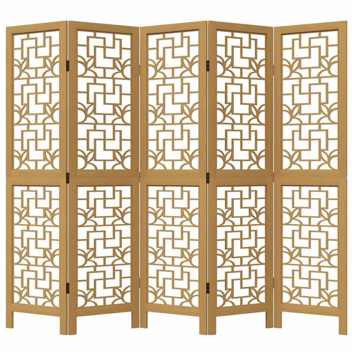 VIDAXL Cloison de separation 5 panneaux marron bois paulownia massif