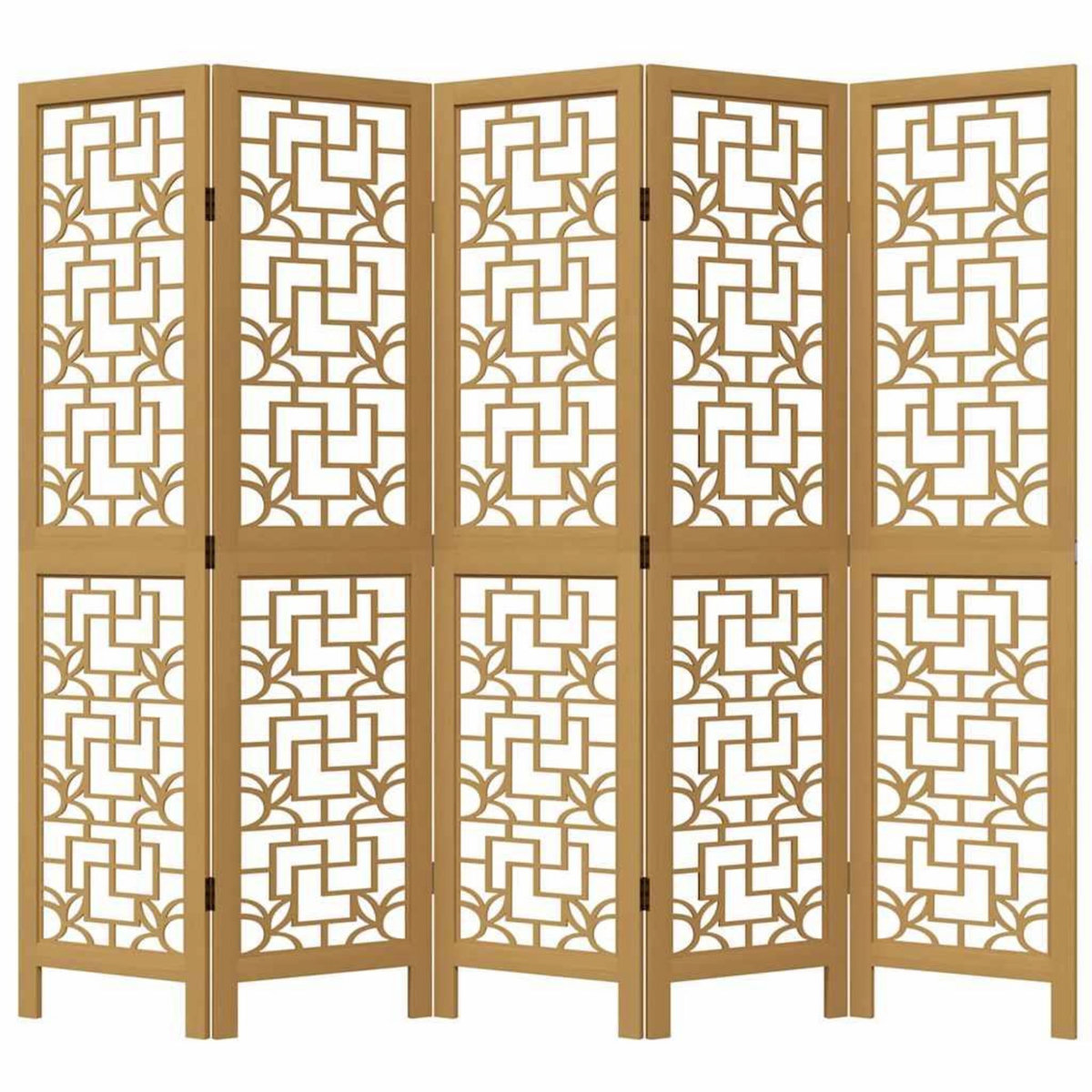 VIDAXL Cloison de separation 5 panneaux marron bois paulownia massif