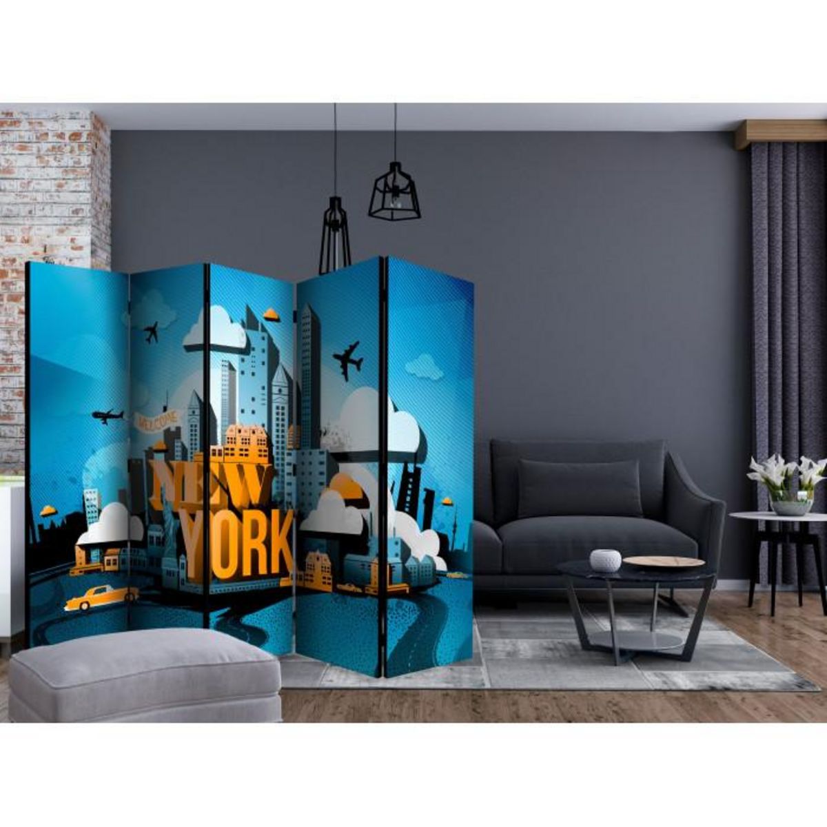 Paris Prix Paravent 5 Volets  New York Welcome  172x225cm