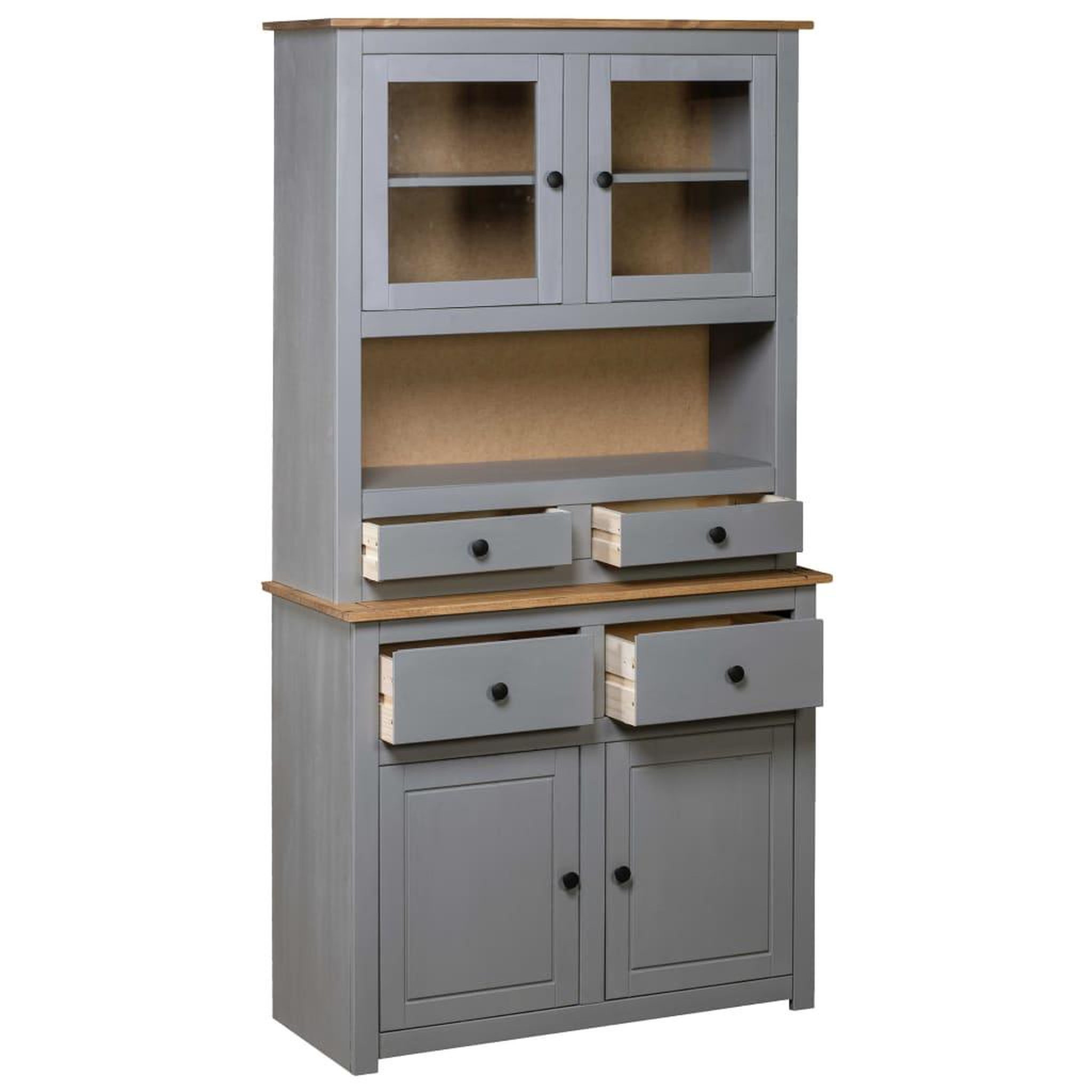 Voir la diapositive 2 : VIDAXL Buffet haut Gris 93x40,5x180 cm Pin Gamme Panama