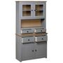 Voir la diapositive 2 : VIDAXL Buffet haut Gris 93x40,5x180 cm Pin Gamme Panama