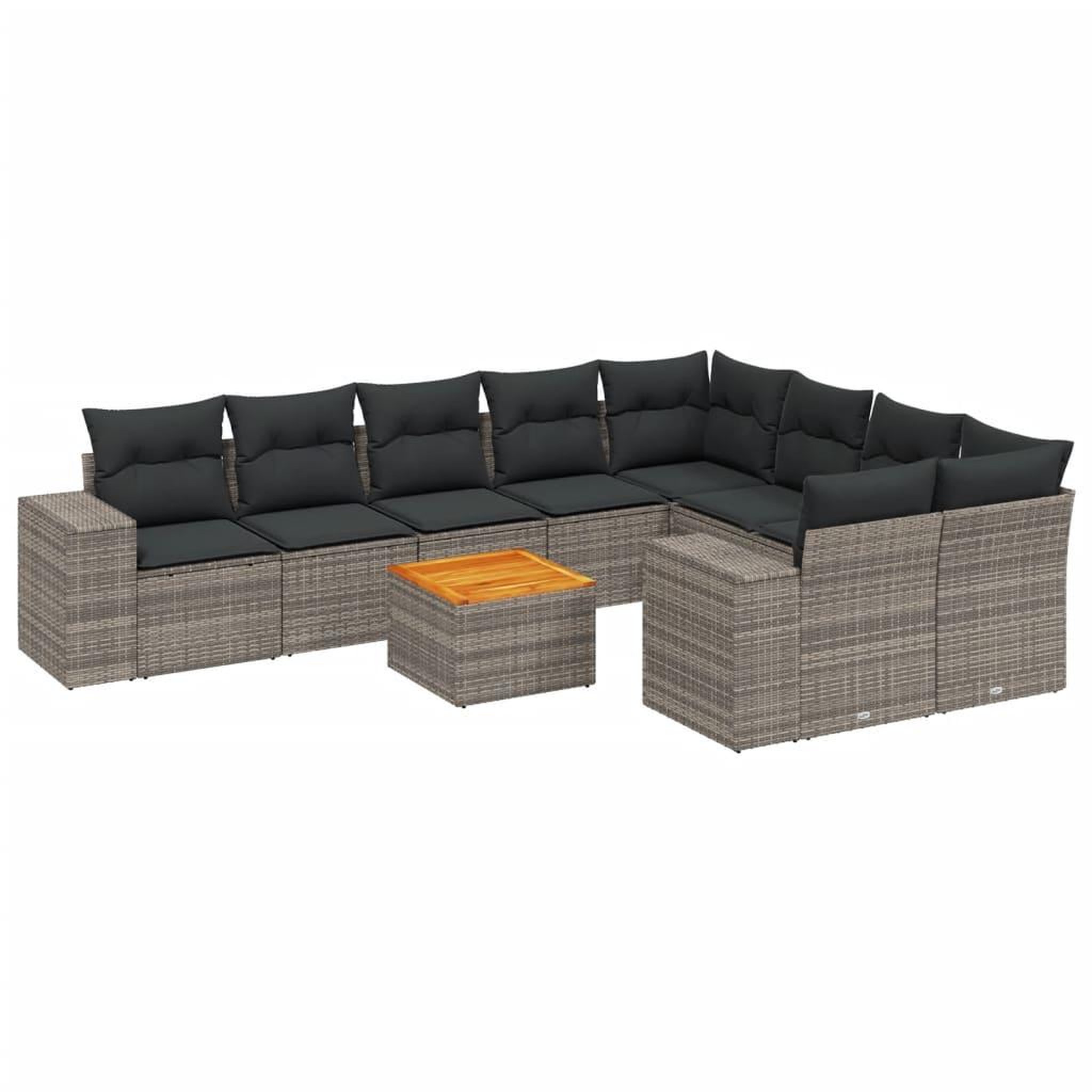 Voir la diapositive 2 : VIDAXL Salon de jardin avec coussins 10 pcs gris resine tressee