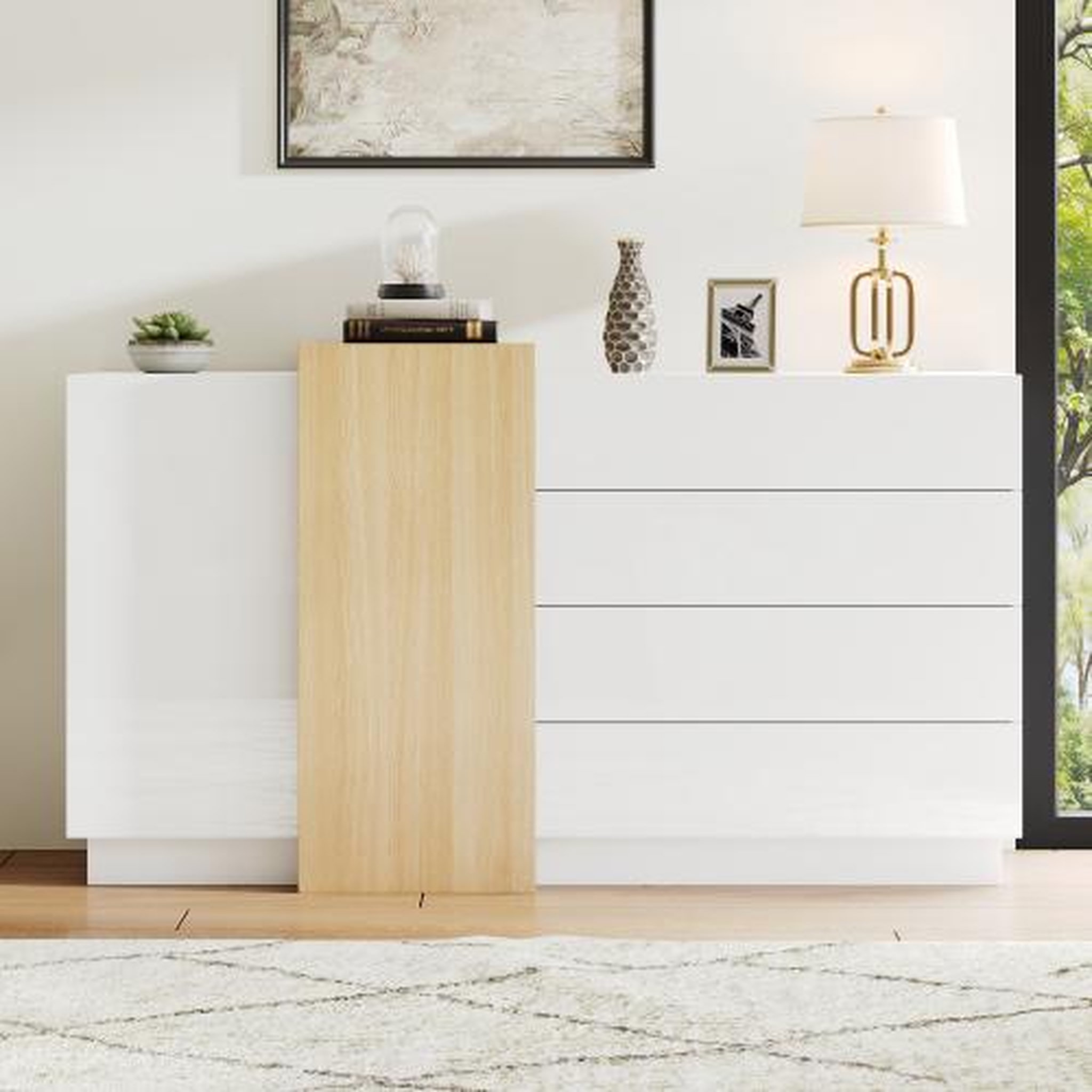 Voir la diapositive 2 : MERAX Buffet 2 porte(s) 4 tiroir(s) - 140 cm blanc mdf