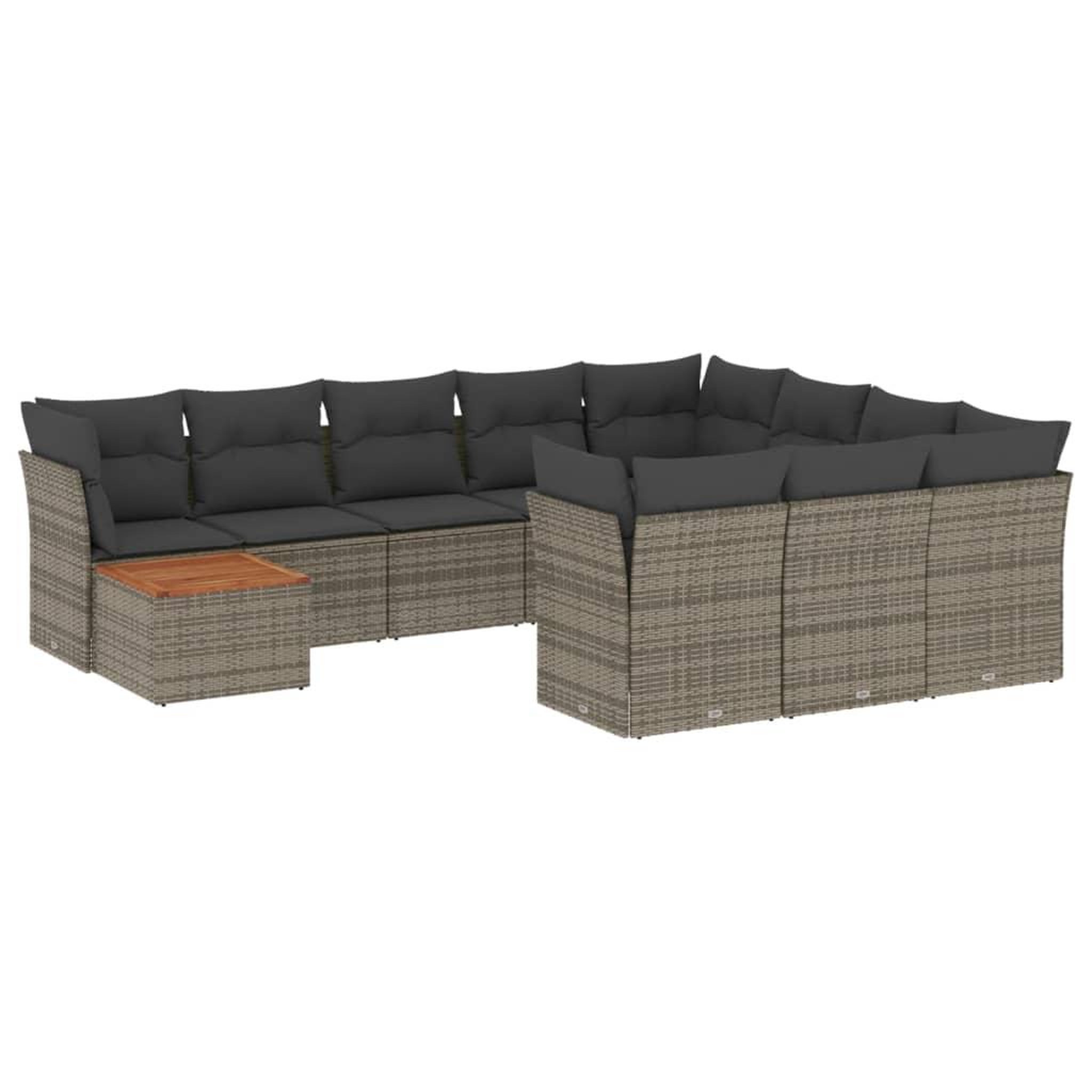 Voir la diapositive 2 : VIDAXL Salon de jardin 11 pcs avec coussins gris resine tressee
