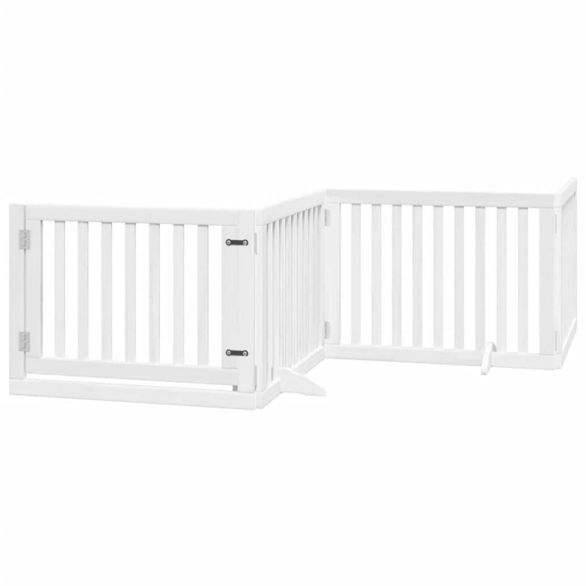 VIDAXL Barriere pour chiens et porte 4 panneaux blanc bois de peuplier