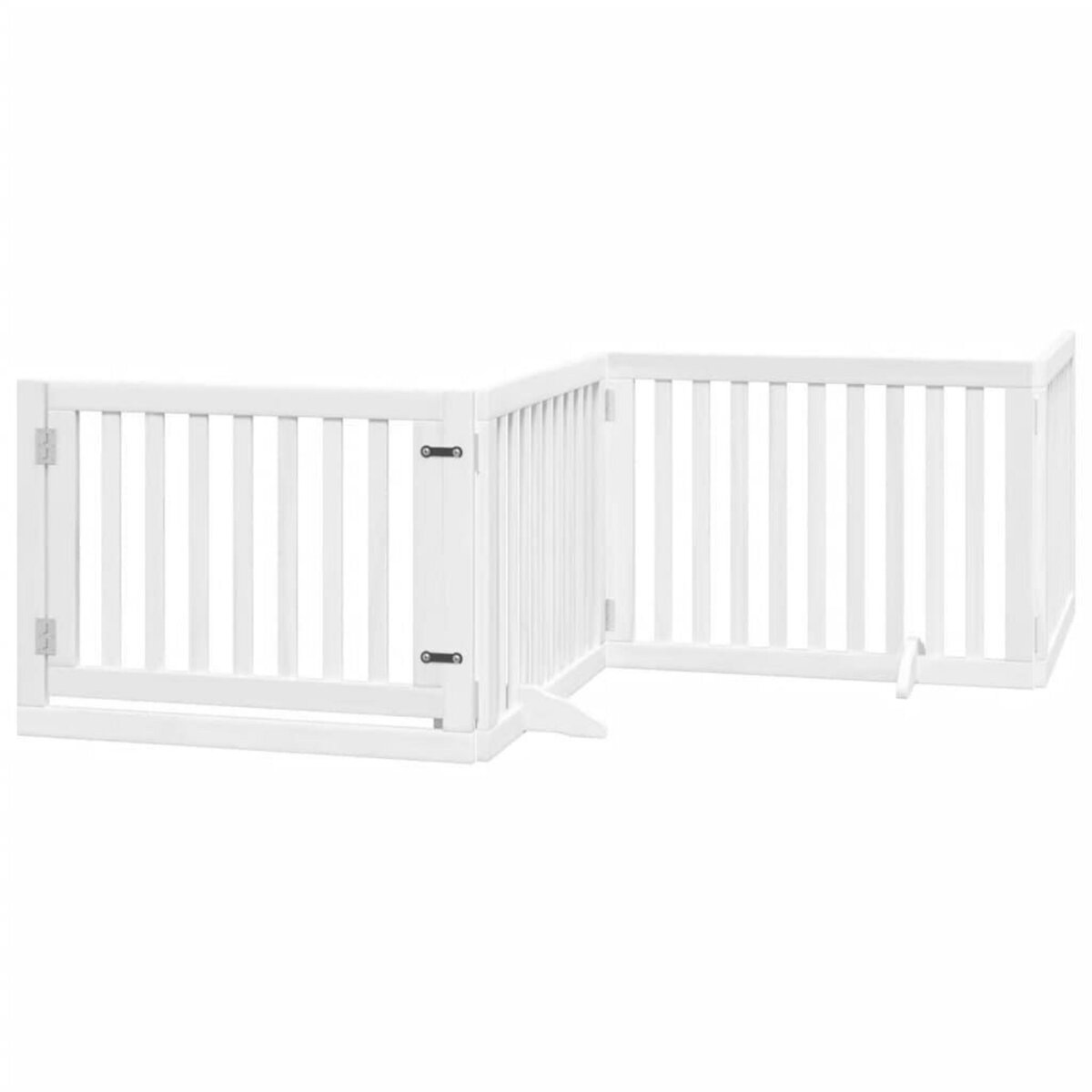 VIDAXL Barriere pour chiens et porte 4 panneaux blanc bois de peuplier