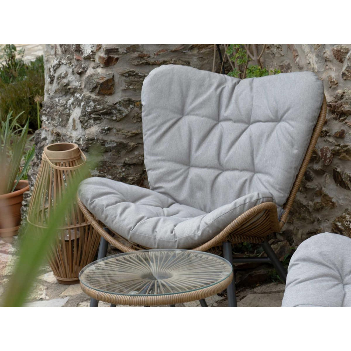 JARDIDECO Salon de jardin Maiso en résine tressée - 2 places - Jardideco