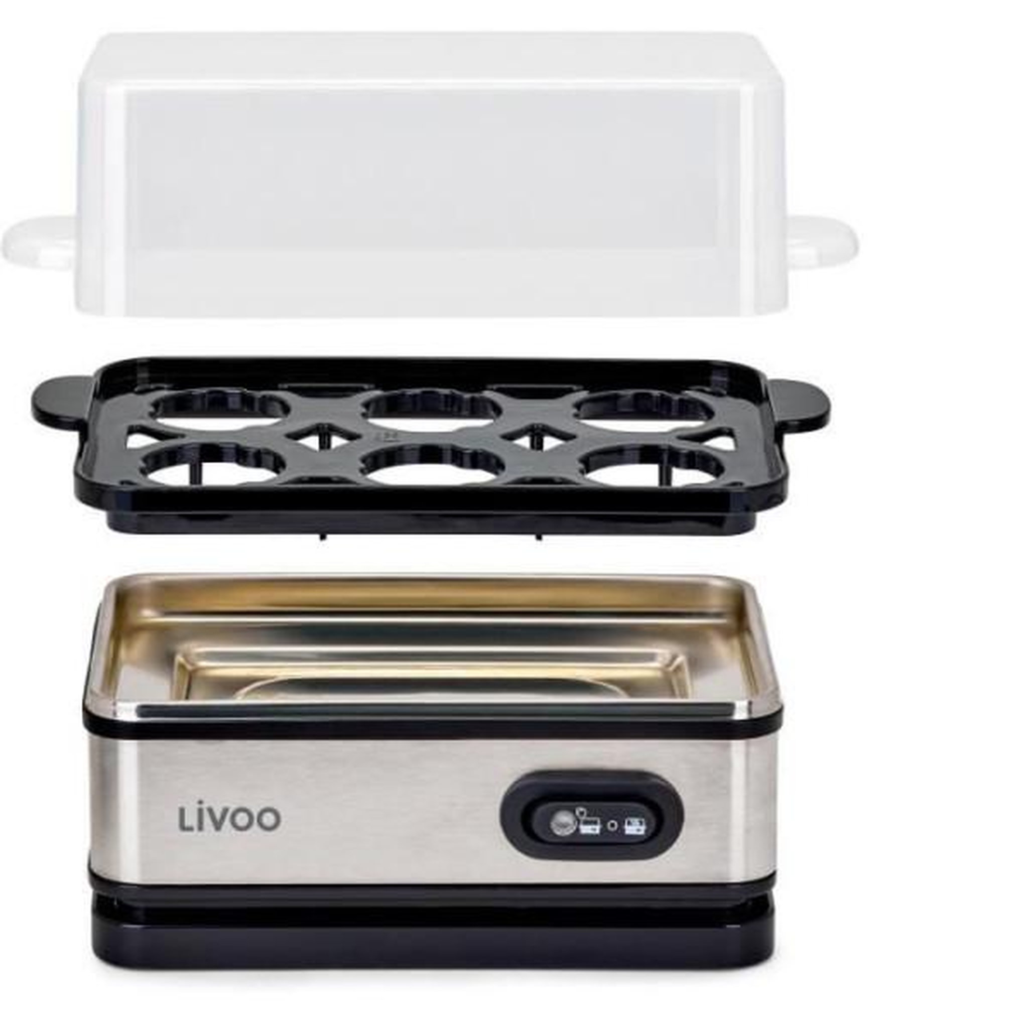 Voir la diapositive 2 : LIVOO Cuiseur a oeufs - LIVOO - DOC290 - 400W - 6 oeufs - Acier inoxydable - Maintien au chaud - Support a oeufs, couvercle et verre d