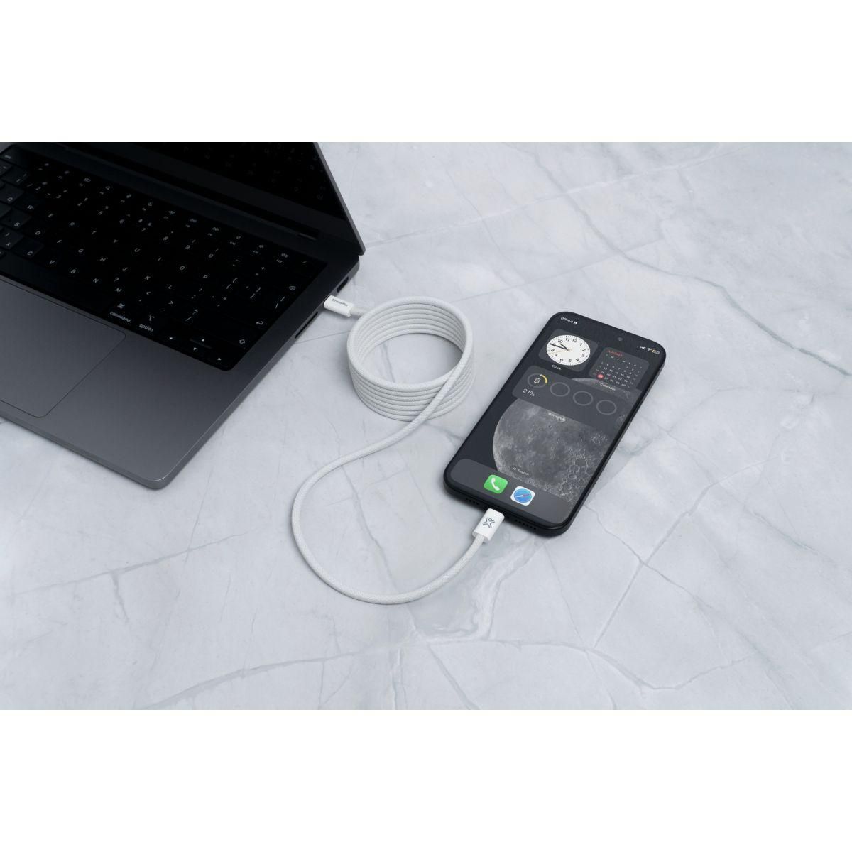 XTREMEMAC Câble USB C 2M blanc magnetique 60W