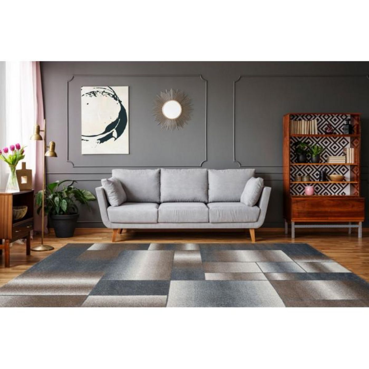 Paris Prix Tapis Tissé à Poils Courts  Broadway III  Marron & Gris