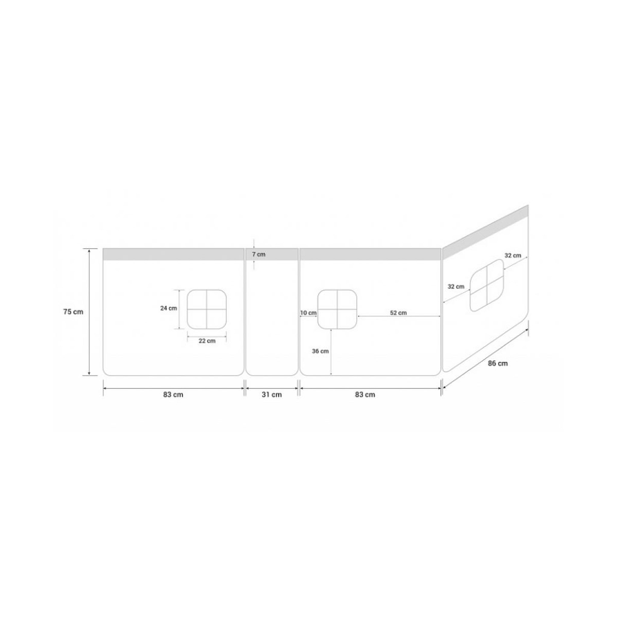 Voir la diapositive 2 : HomeStyle4U Rideau de lit pour lit mezzanine en coton Etoiles grises