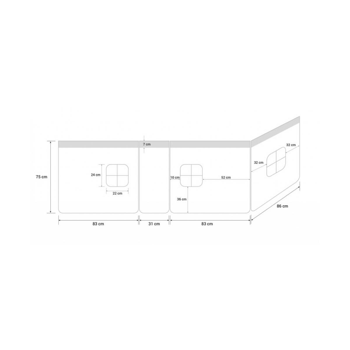 HomeStyle4U Rideau de lit pour lit mezzanine en coton Etoiles grises