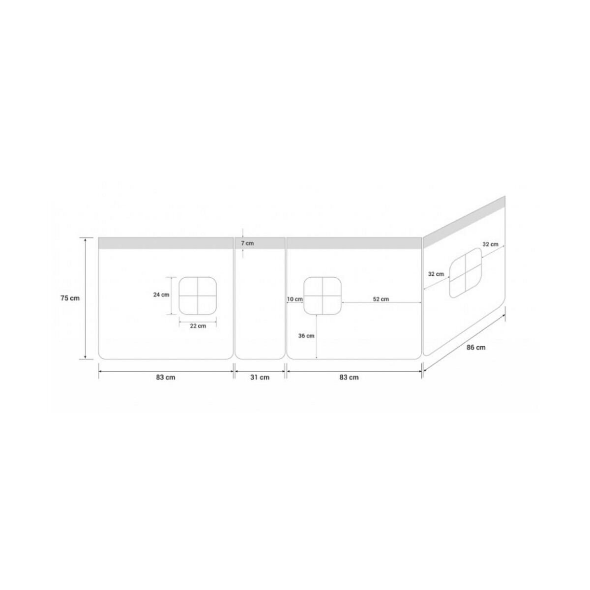HomeStyle4U Rideau de lit pour lit mezzanine en coton Etoiles grises