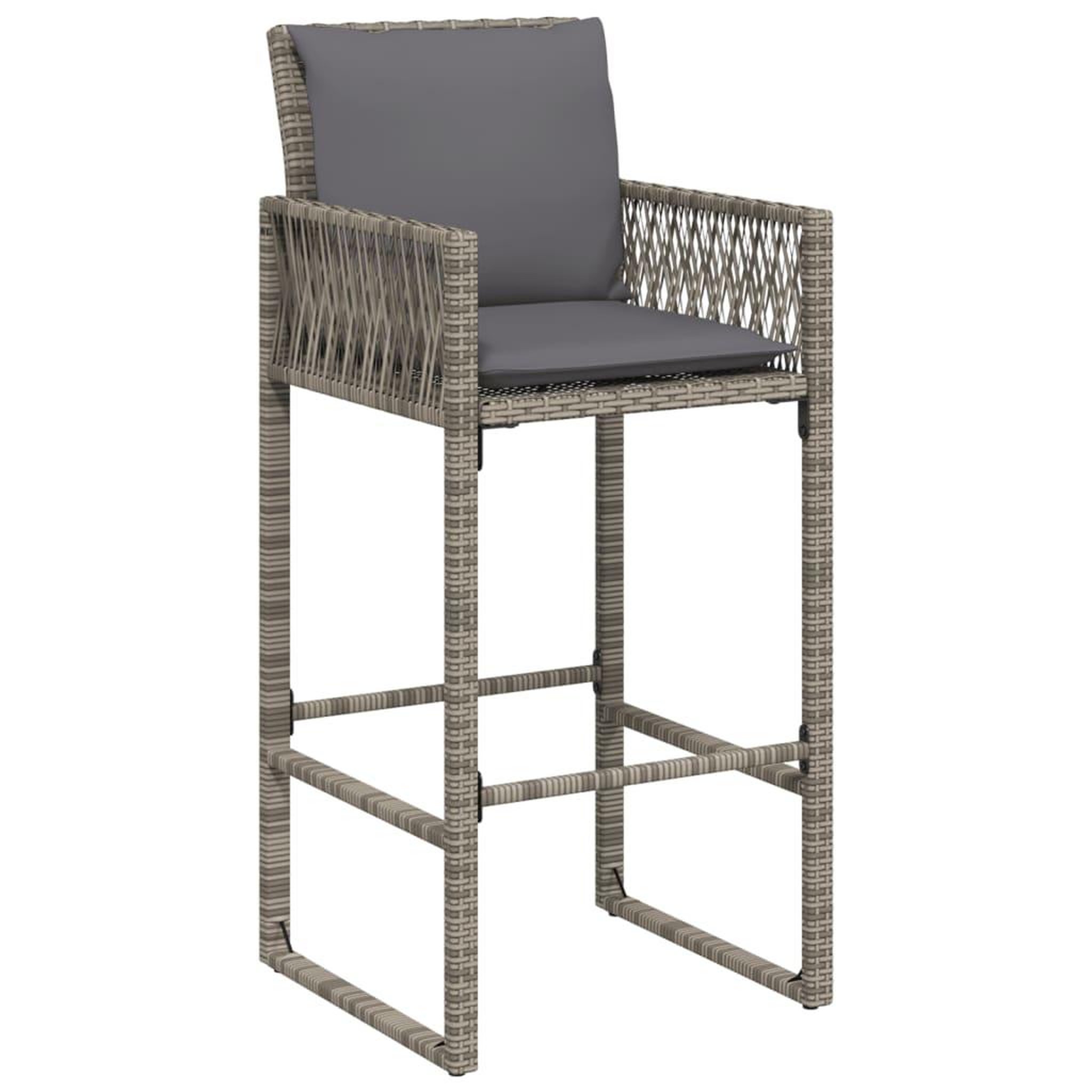 Voir la diapositive 4 : VIDAXL Tabourets de bar jardin coussins lot de 2 gris resine tressee
