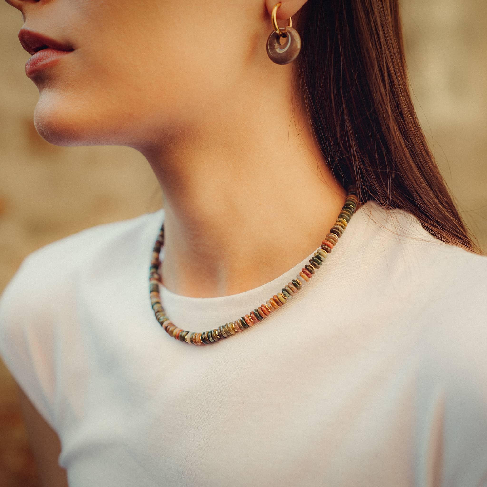 Voir la diapositive 3 : SLOYA Boucles d'oreilles Blima en pierres Agate Indienne