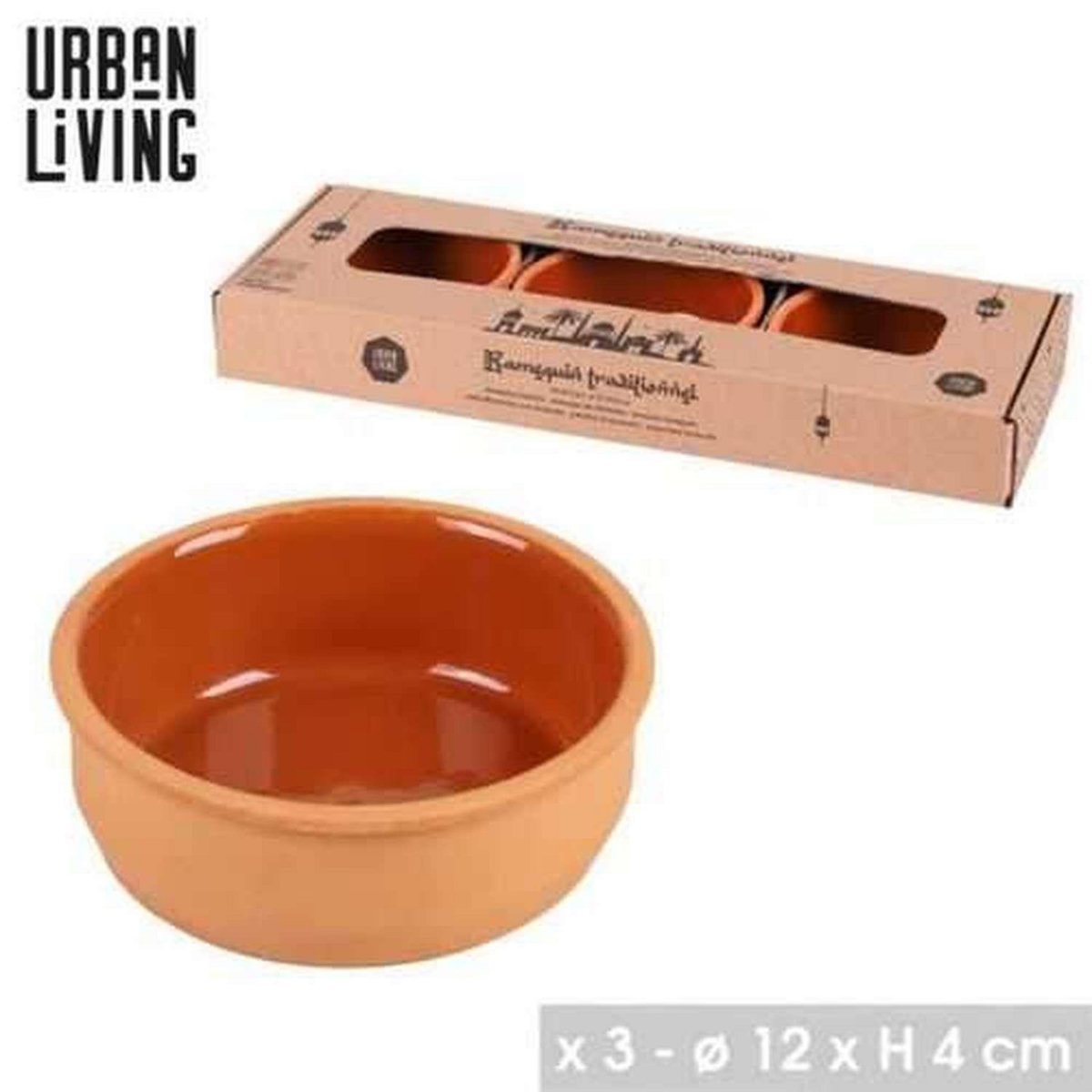 DIVERS Lot de 3 ramequins en terre cuite - Orange