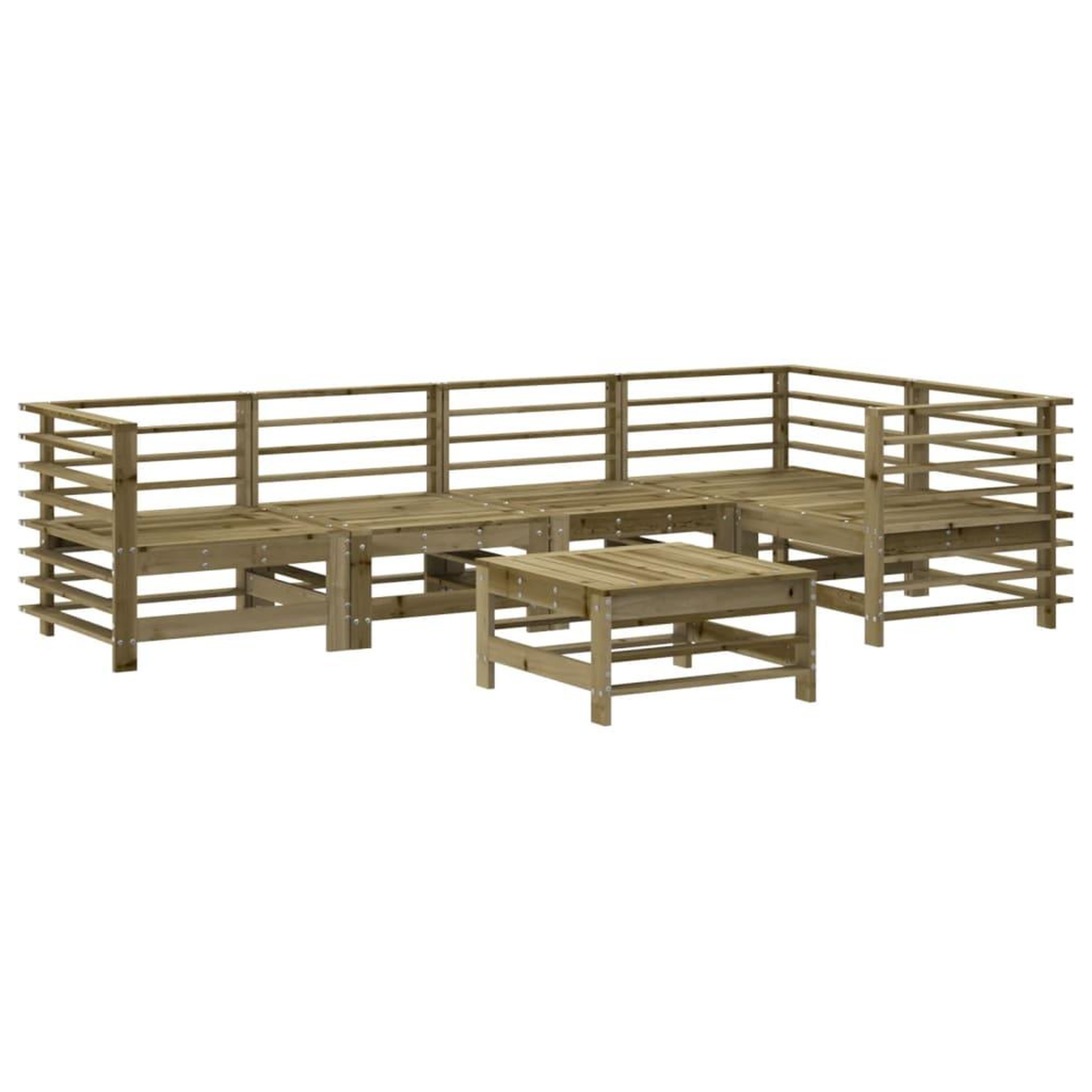 Voir la diapositive 2 : VIDAXL Salon de jardin 6 pcs bois de pin impregne