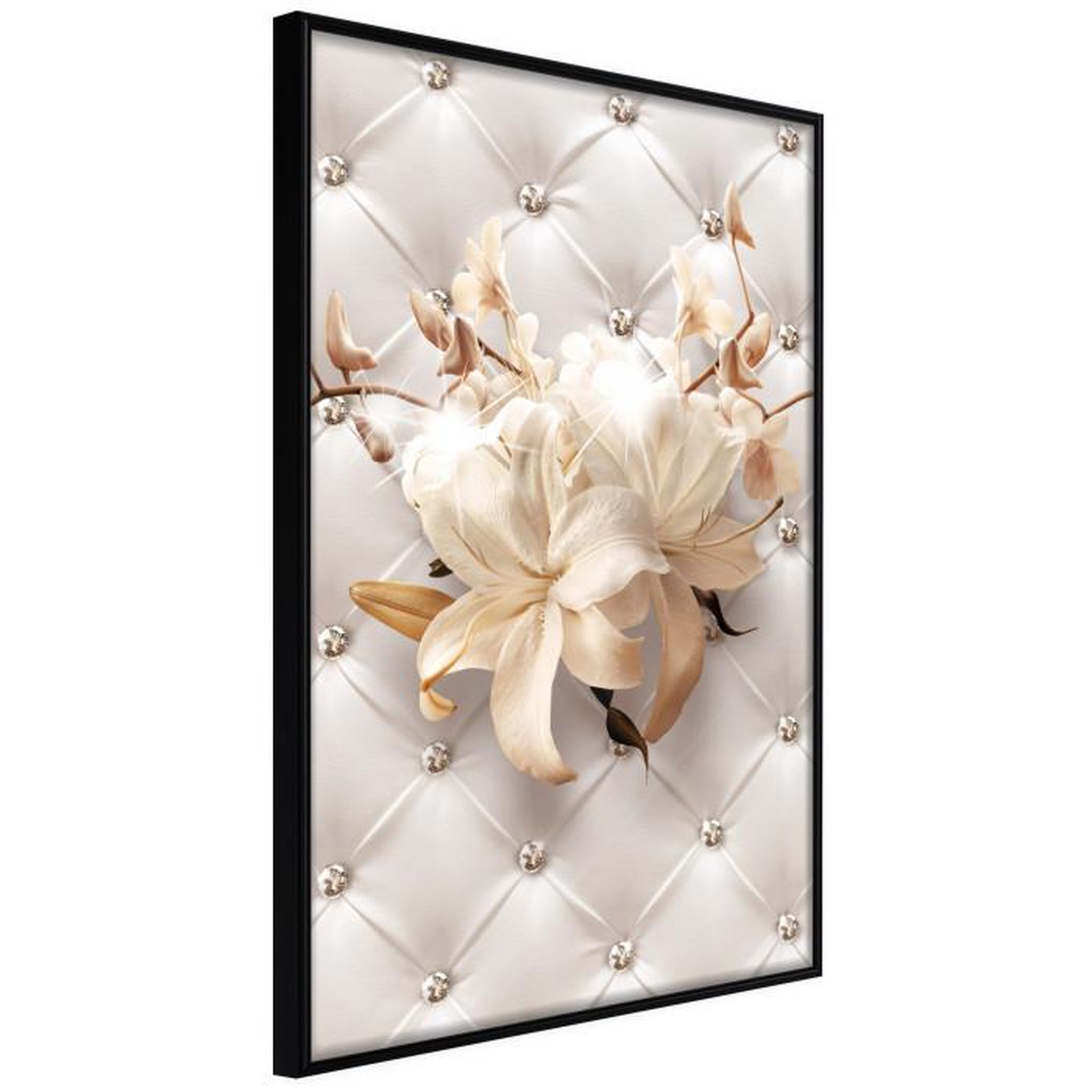 Paris Prix Affiche Murale Encadrée  Lilies on Leather Upholstery. Coloris disponibles : Jaune, Noir