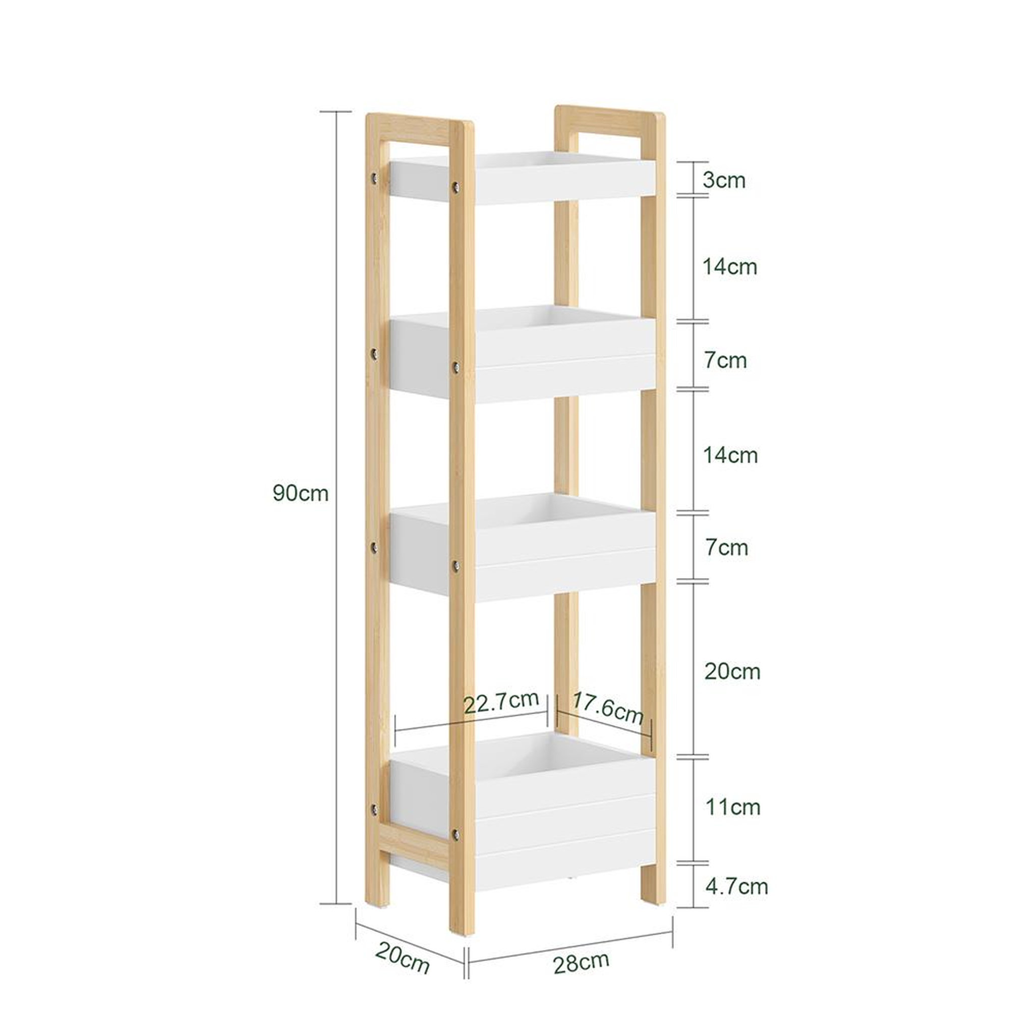 Voir la diapositive 3 : SOBUY Étagère de Rangement Vertical Blanc 28x20x90cm FRG226-H-WN