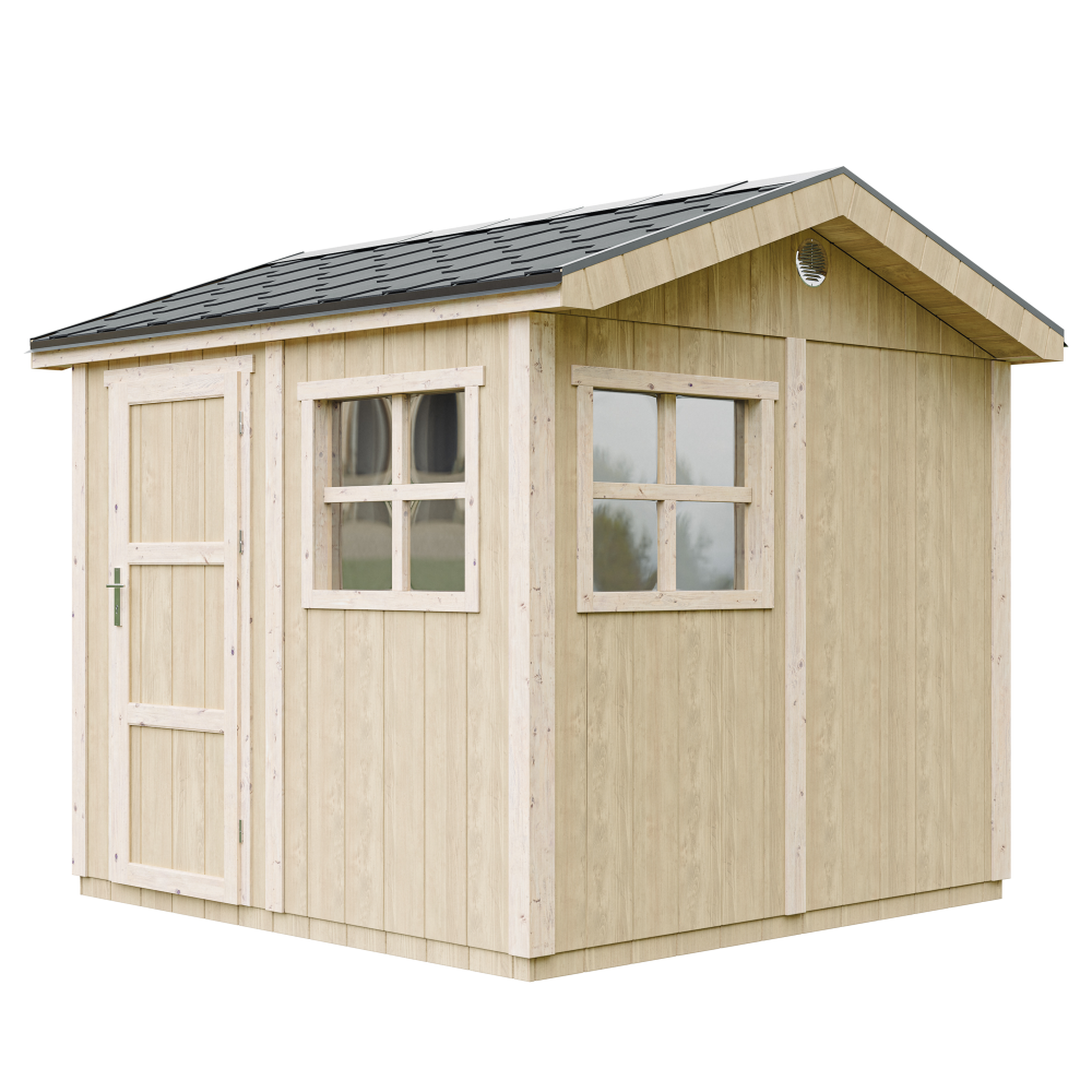 Voir la diapositive 1 : TIMBELA Abri de Jardin Qualité Premium 5,9m² H252x250x294 cm - Avec un sol et des bardeaux bitumineux M913