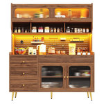 MERAX Buffet de cuisine 4 portes 4 tiroirs - 144,9 cm noyer led mdf