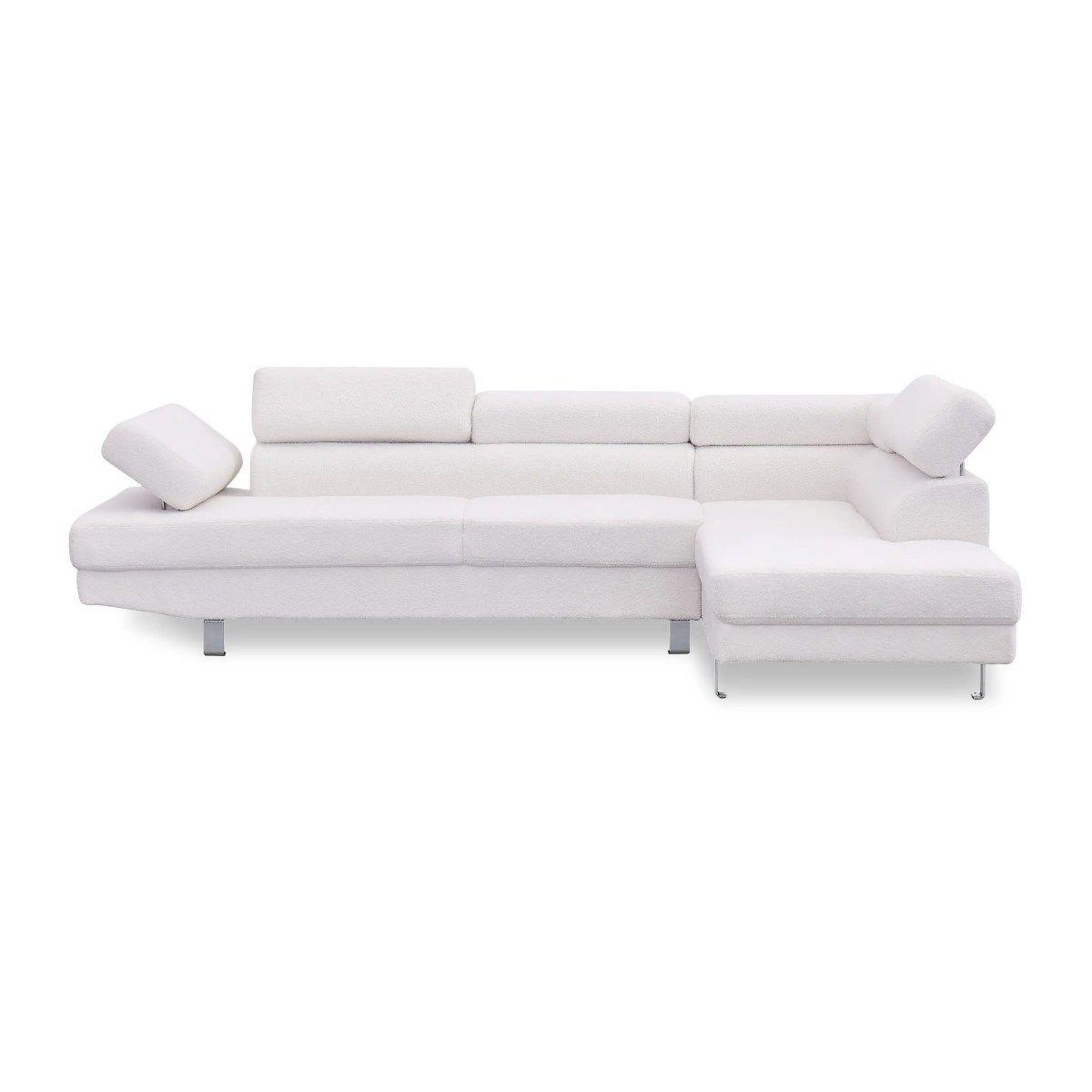 Voir la diapositive 1 : Paris Prix Canapé d'Angle Droit Bouclette  Têtière  260cm Crème