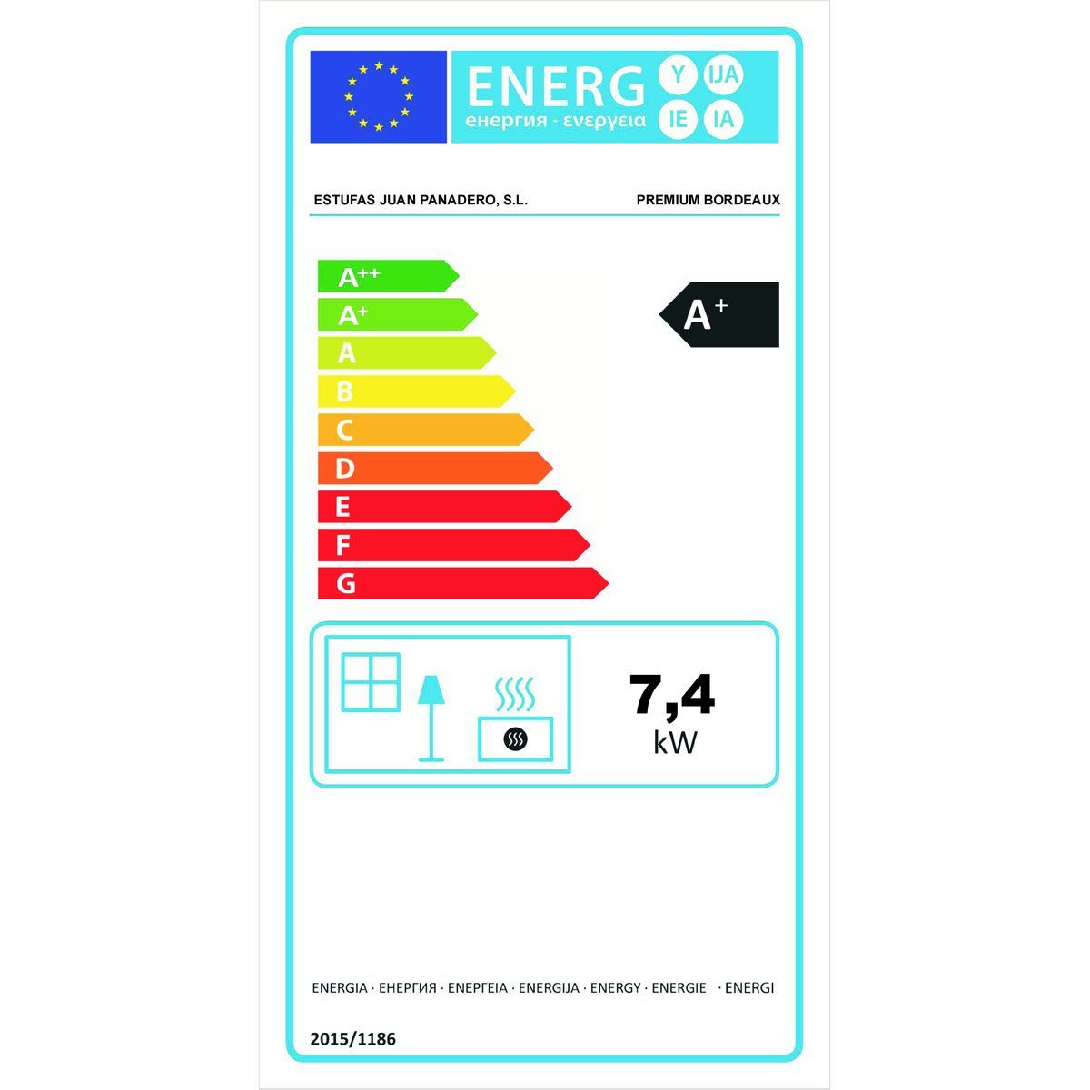 Juan Panadero Poêle à bois BORDEAUX PREMIUM 7,4 Kw