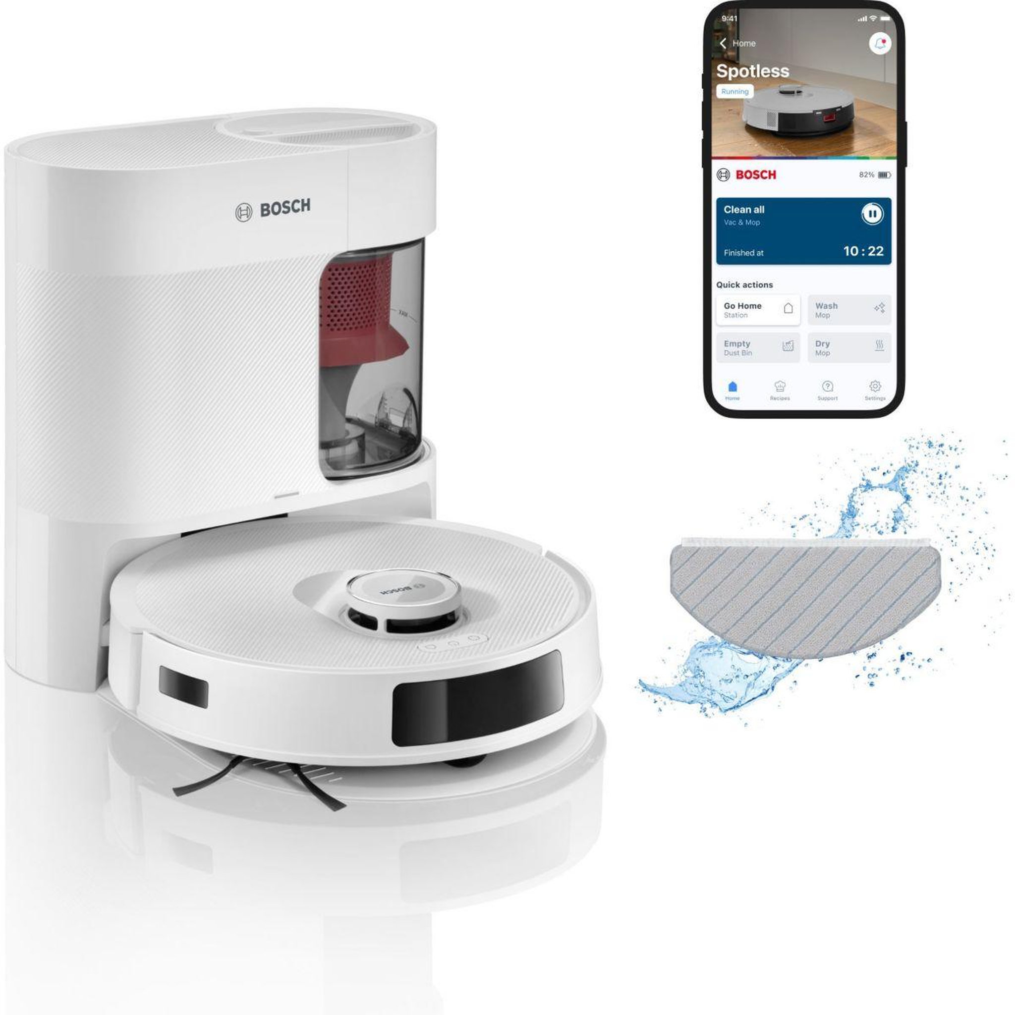 Voir la diapositive 2 : BOSCH Robot aspirateur laveur spotless advanced blanc