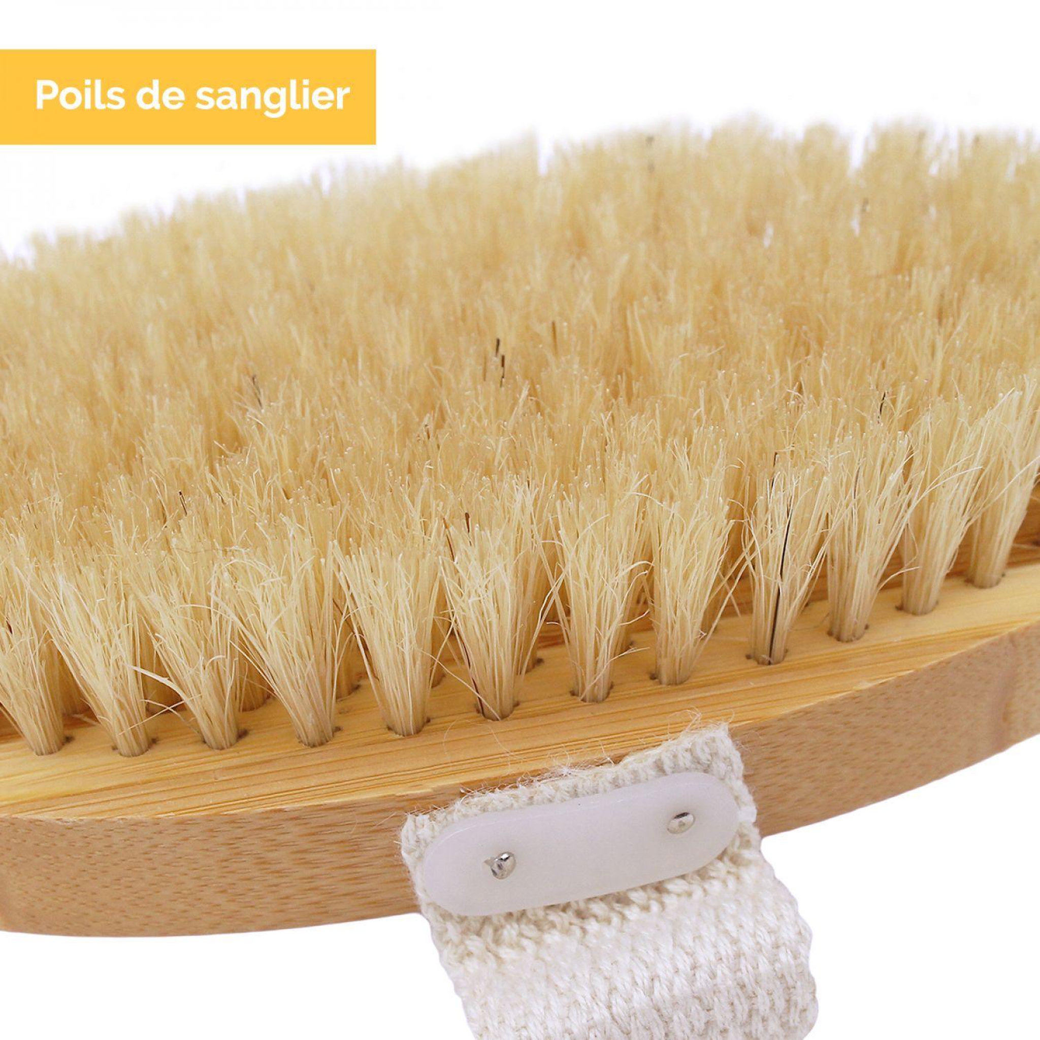 Voir la diapositive 3 : VIVEZEN Brosse à poils en bambou 42 cm avec manche amovible et poignée de maintien
