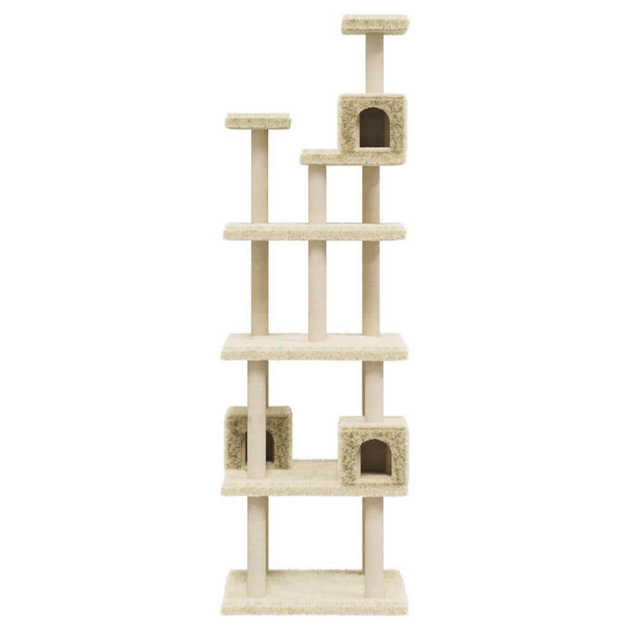 Voir la diapositive 4 : VIDAXL Arbre a chat avec griffoirs en sisal Creme 188 cm