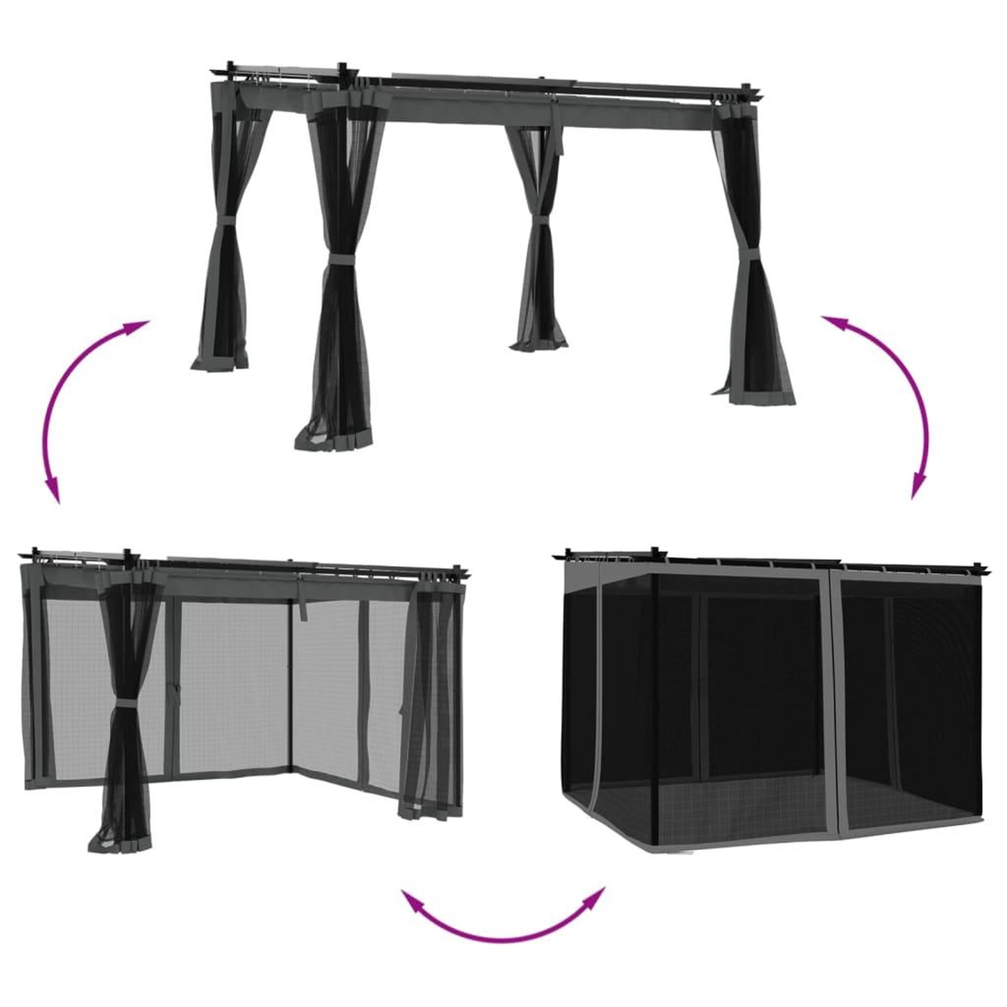 Voir la diapositive 3 : VIDAXL Tonnelle avec parois en filet anthracite 3x3 m acier