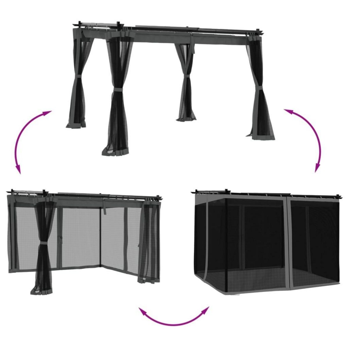 VIDAXL Tonnelle avec parois en filet anthracite 3x3 m acier