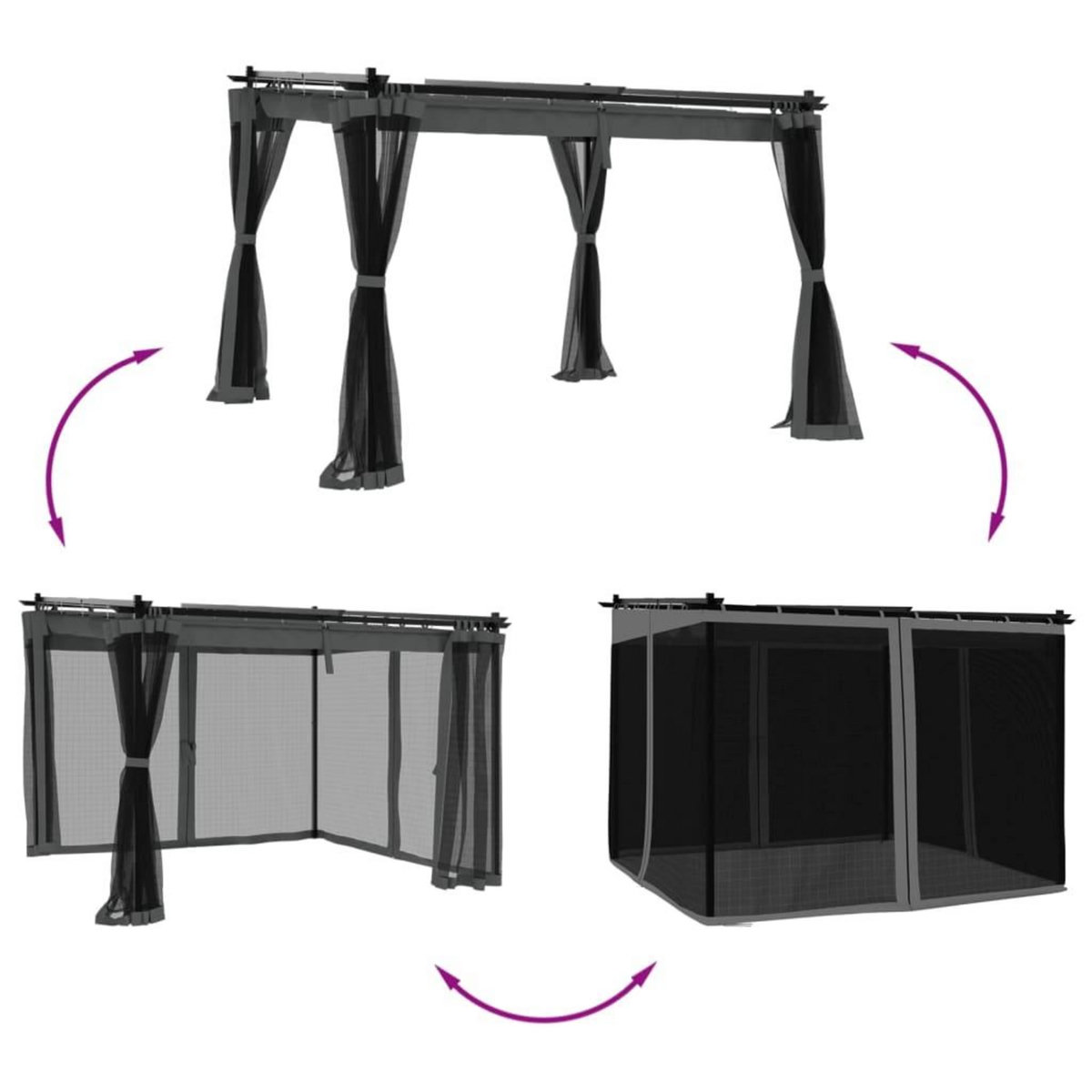 VIDAXL Tonnelle avec parois en filet anthracite 3x3 m acier