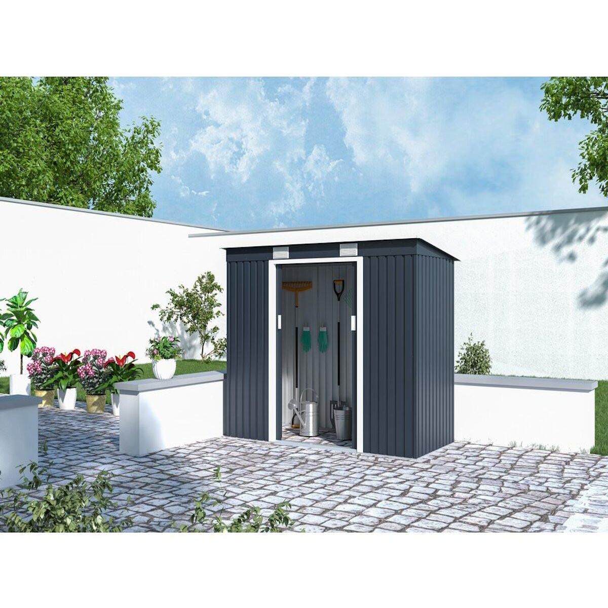 Habitat et Jardin Abri de jardin métal monopente  Austin  - 3,14 m2 - Gris