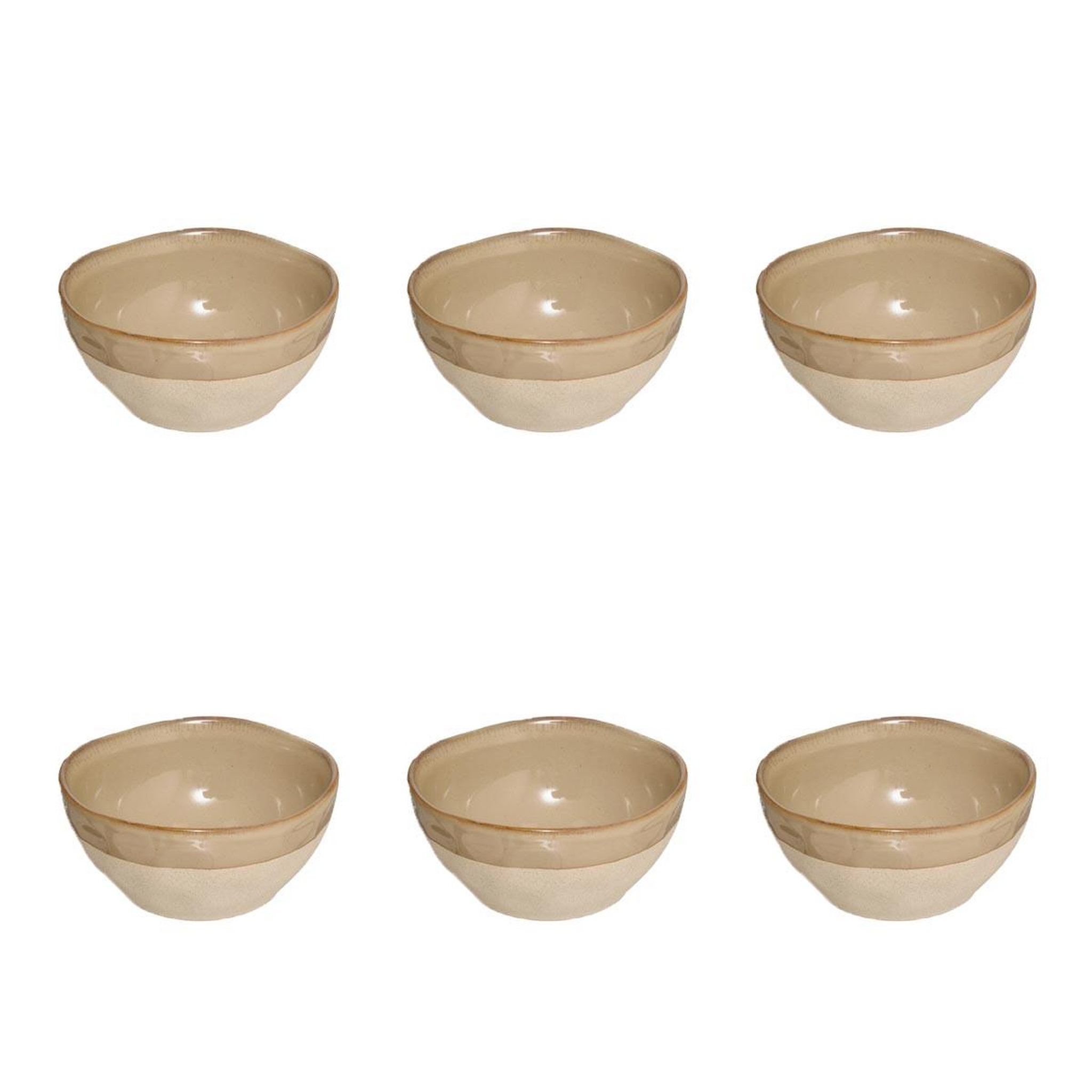 SECRET DE GOURMET Lot de 6 Bols en Faïence  Kate  48cl Beige