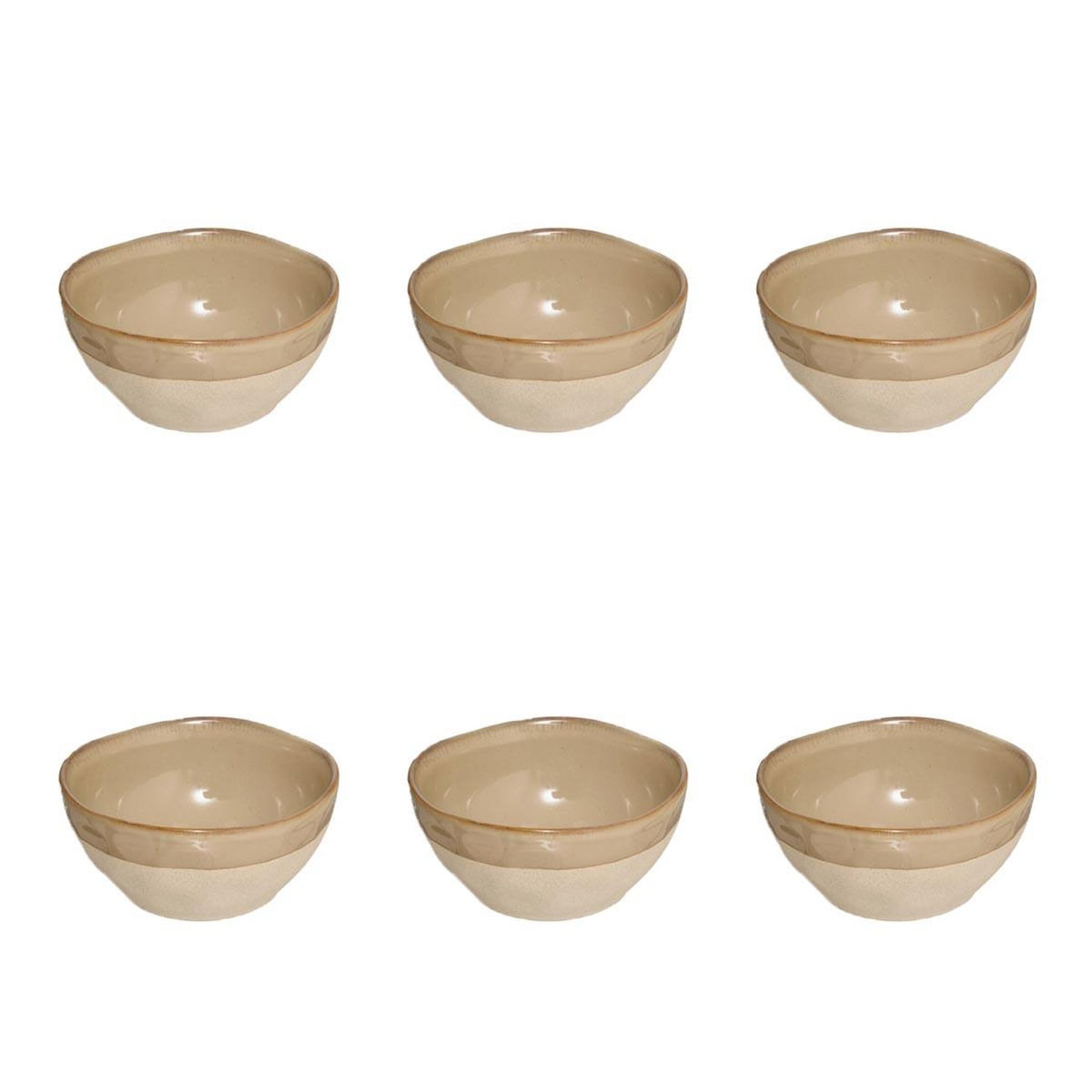 SECRET DE GOURMET Lot de 6 Bols en Faïence  Kate  48cl Beige